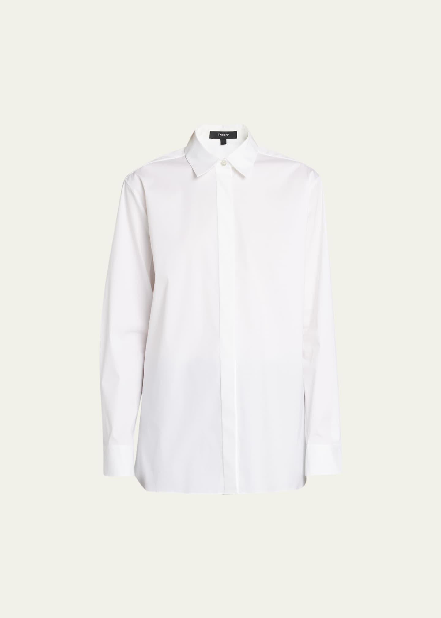 Theory Classic Button-Front Boyfriend Shirt Image 1 of 5