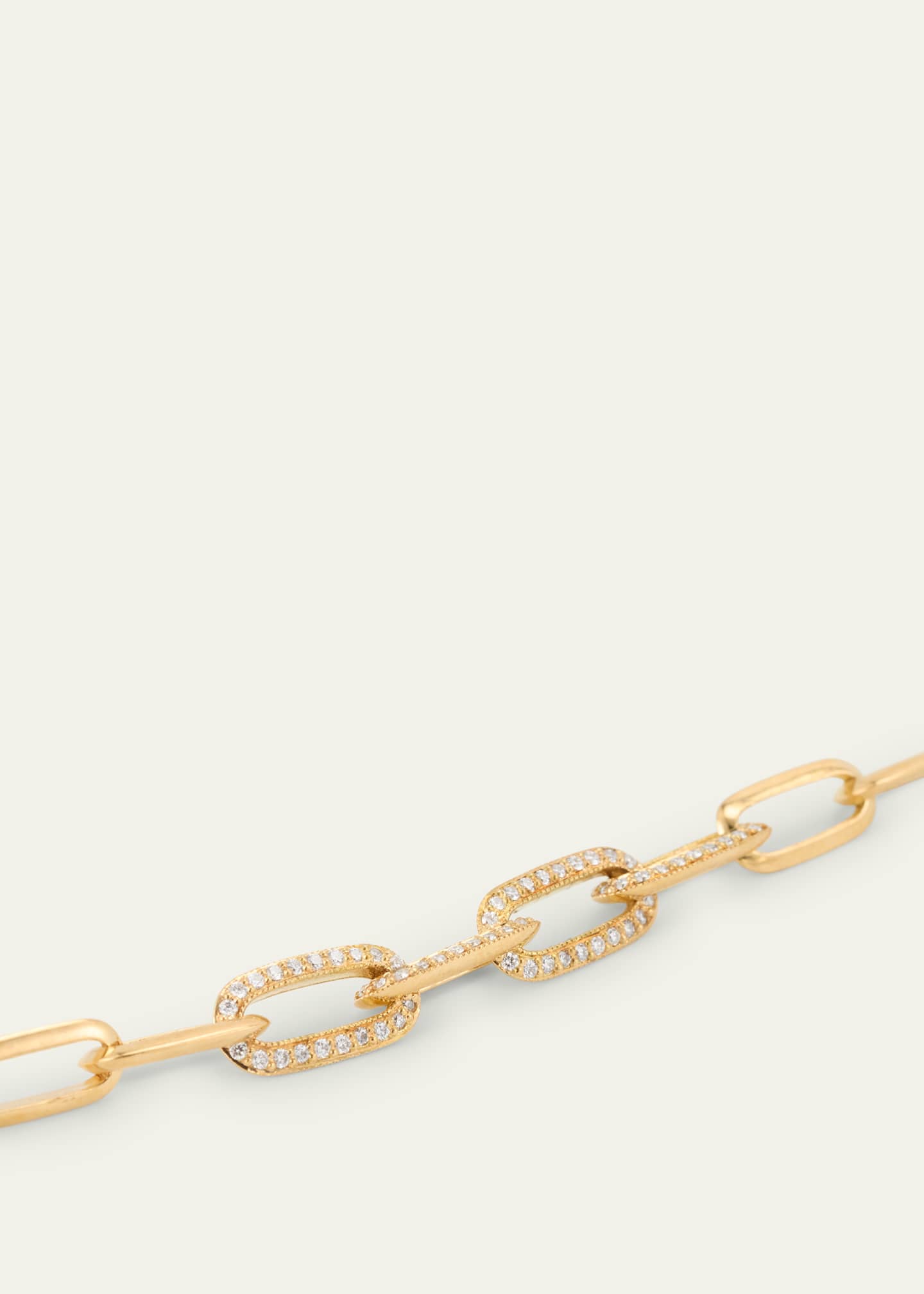 Lizzie Mandler Fine Jewelry Knife Edge Oval Link Bracelet with Half Pave Diamond Links Image 3 of 4