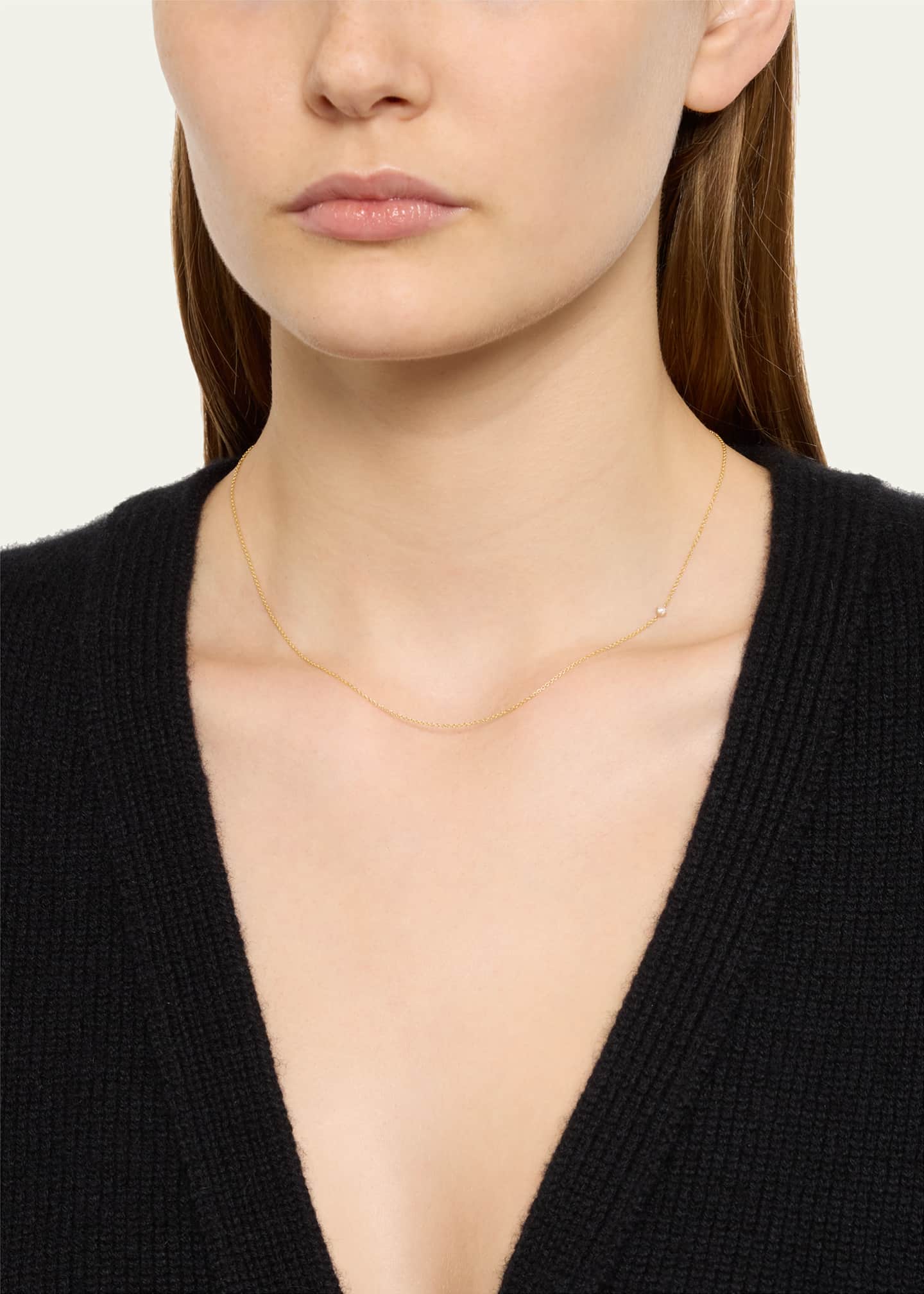 Lizzie Mandler Fine Jewelry Round White Diamond Floating Necklace, 16"L Image 2 of 4