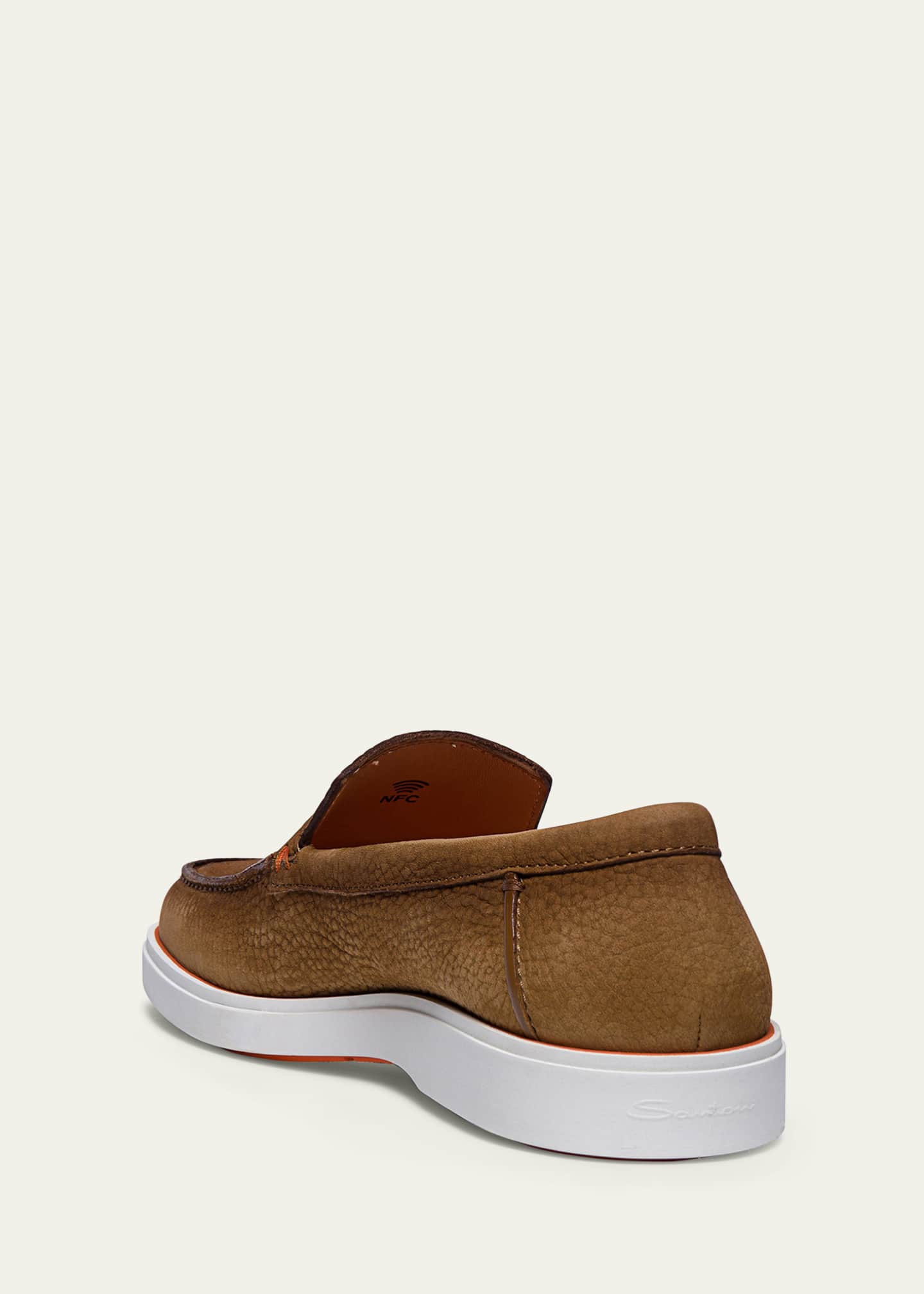 Santoni Men's Drain Nubuck Leather Sneaker Loafers - Bergdorf Goodman