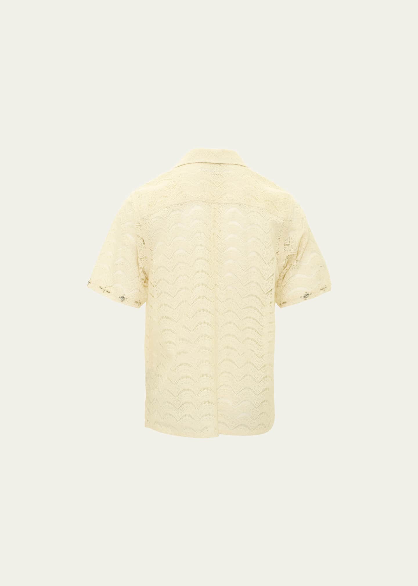 Cout De La Liberte Men's Robbie Embellished Lace Bowling Shirt Image 2 of 2