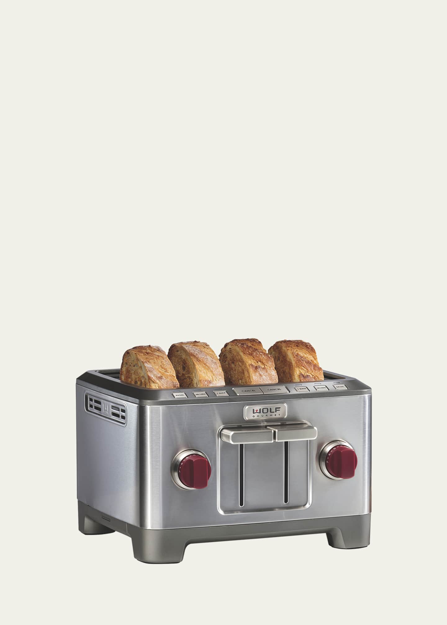 Wolf Gourmet Four Slice Toaster With Red Knob