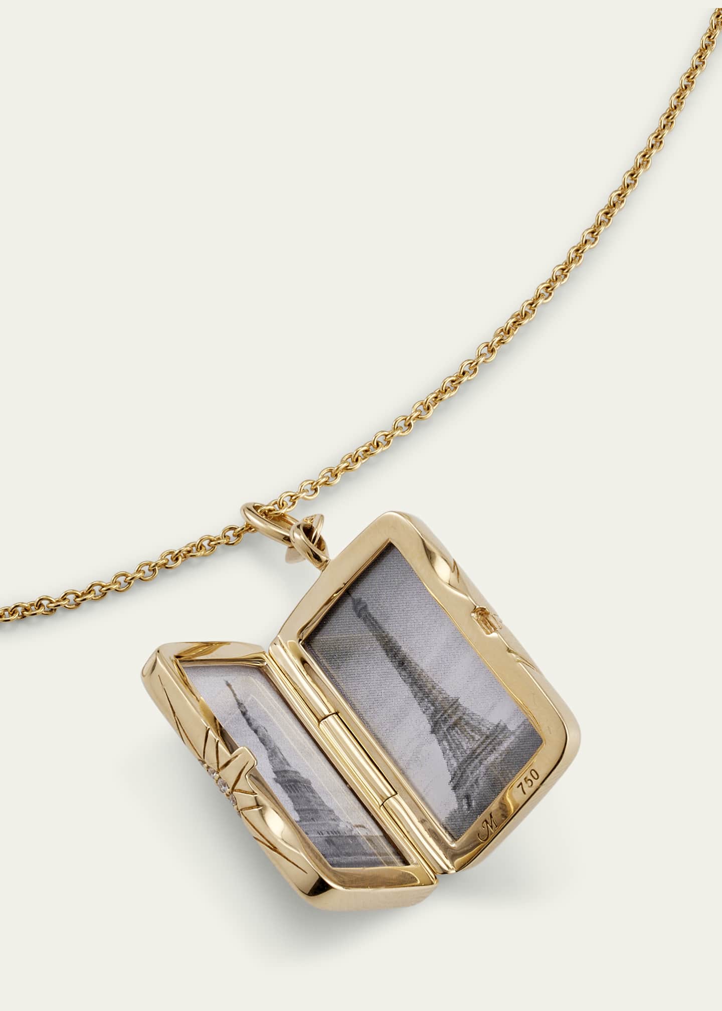 Monica Rich Kosann 18k Gold Sun and Star Diamond Locket Necklace Image 3 of 4