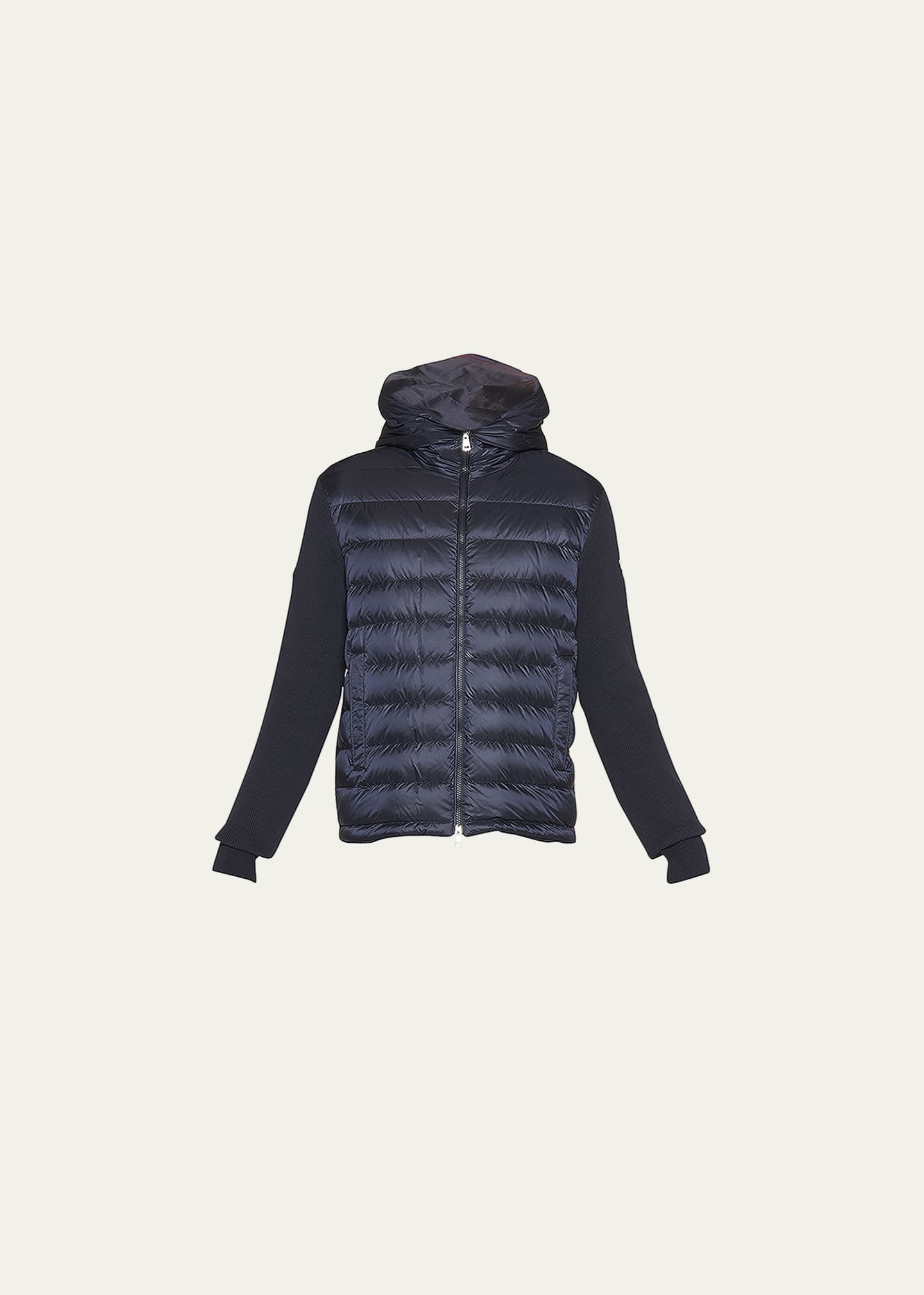 Moncler Men's Down Knit Combo Hooded Sweater - Bergdorf Goodman