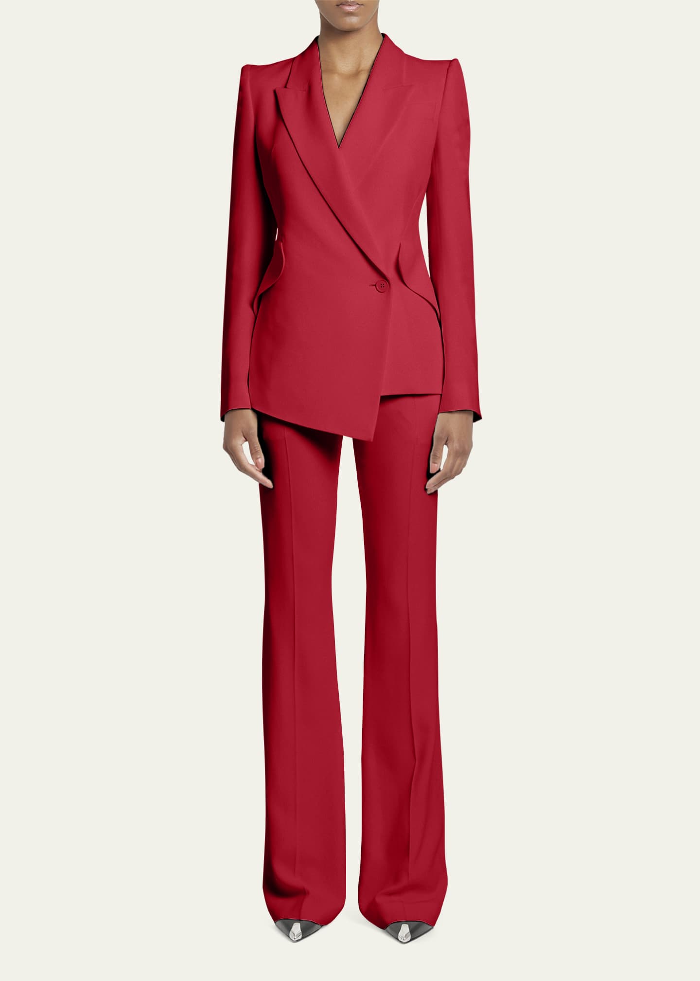 Alexander McQueen Single Button Blazer Jacket w/ Drop Hem - Bergdorf ...
