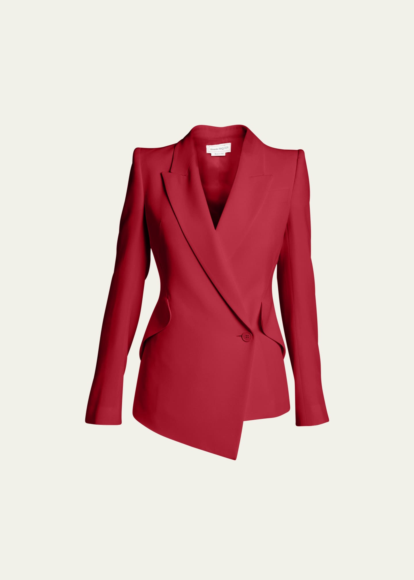 Alexander McQueen Single Button Blazer Jacket w Drop Hem