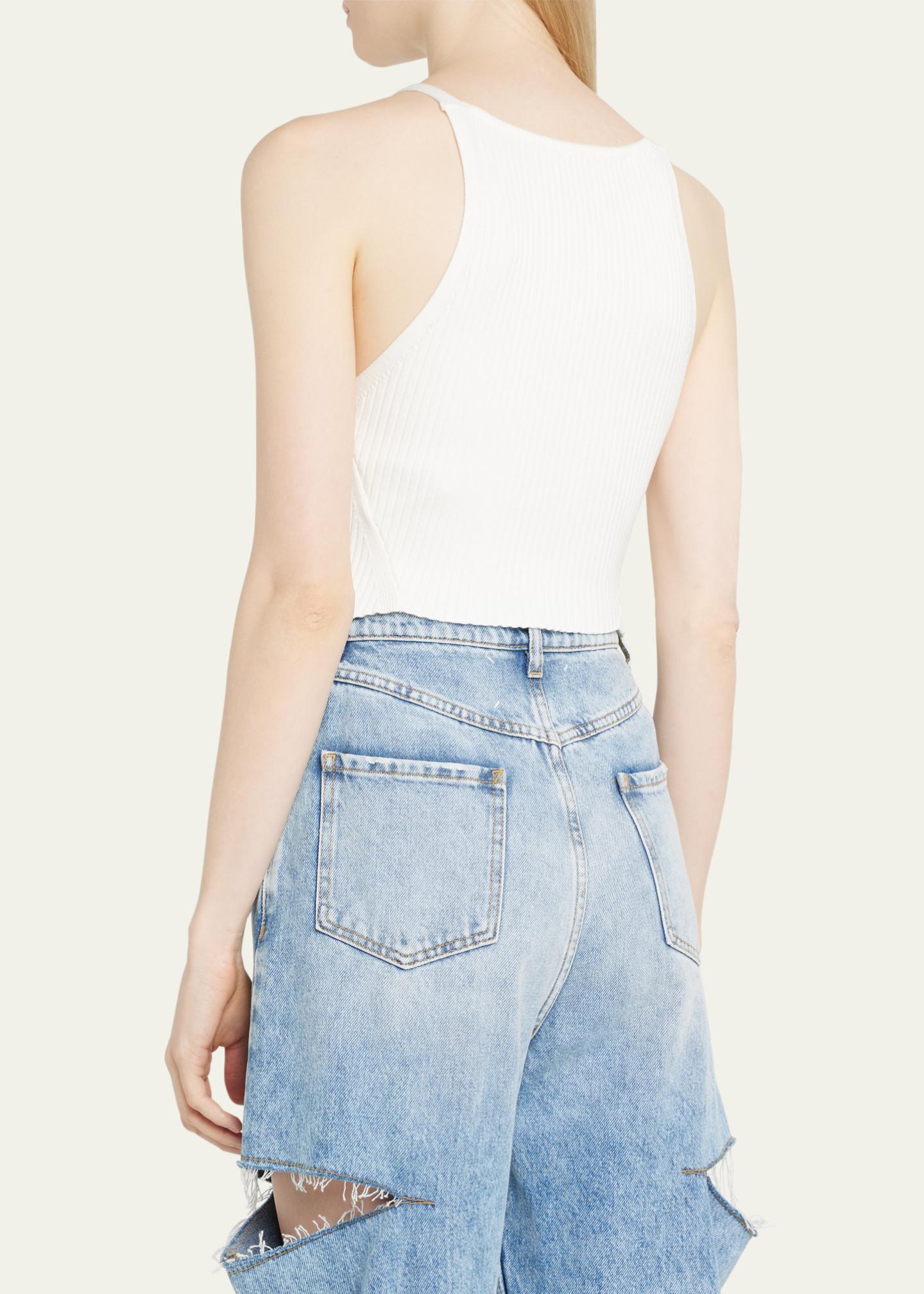 Courreges Rib-Knit Tank Top with Pointed Hem - Bergdorf Goodman