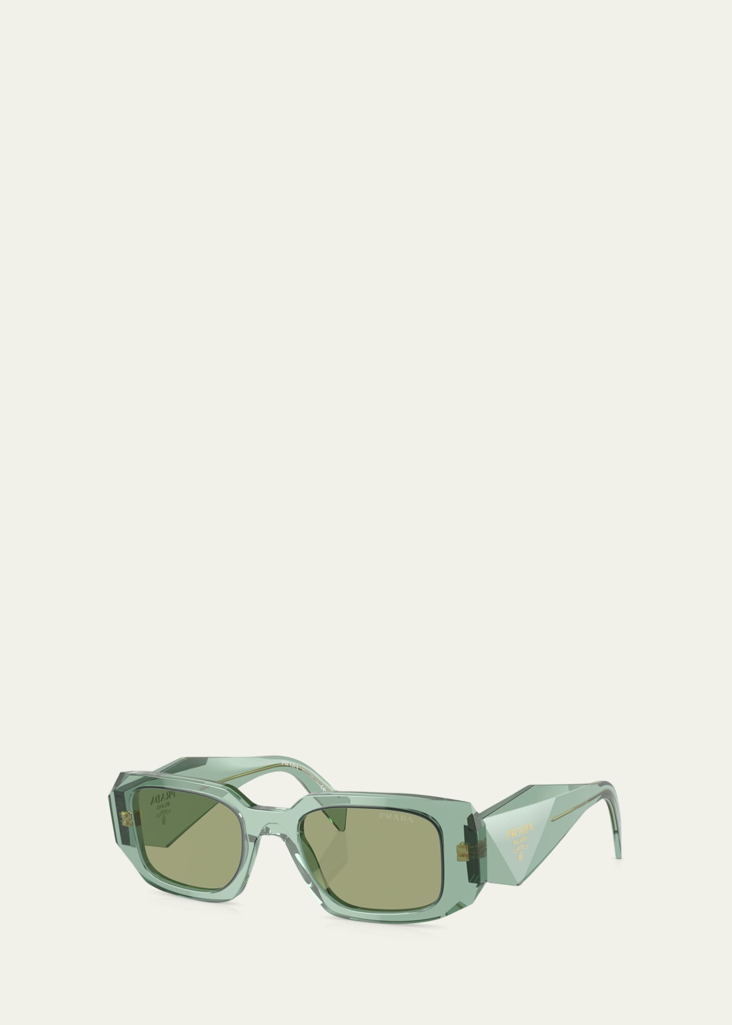 Prada Mirrored Rectangle Acetate Logo Sunglasses - Bergdorf Goodman