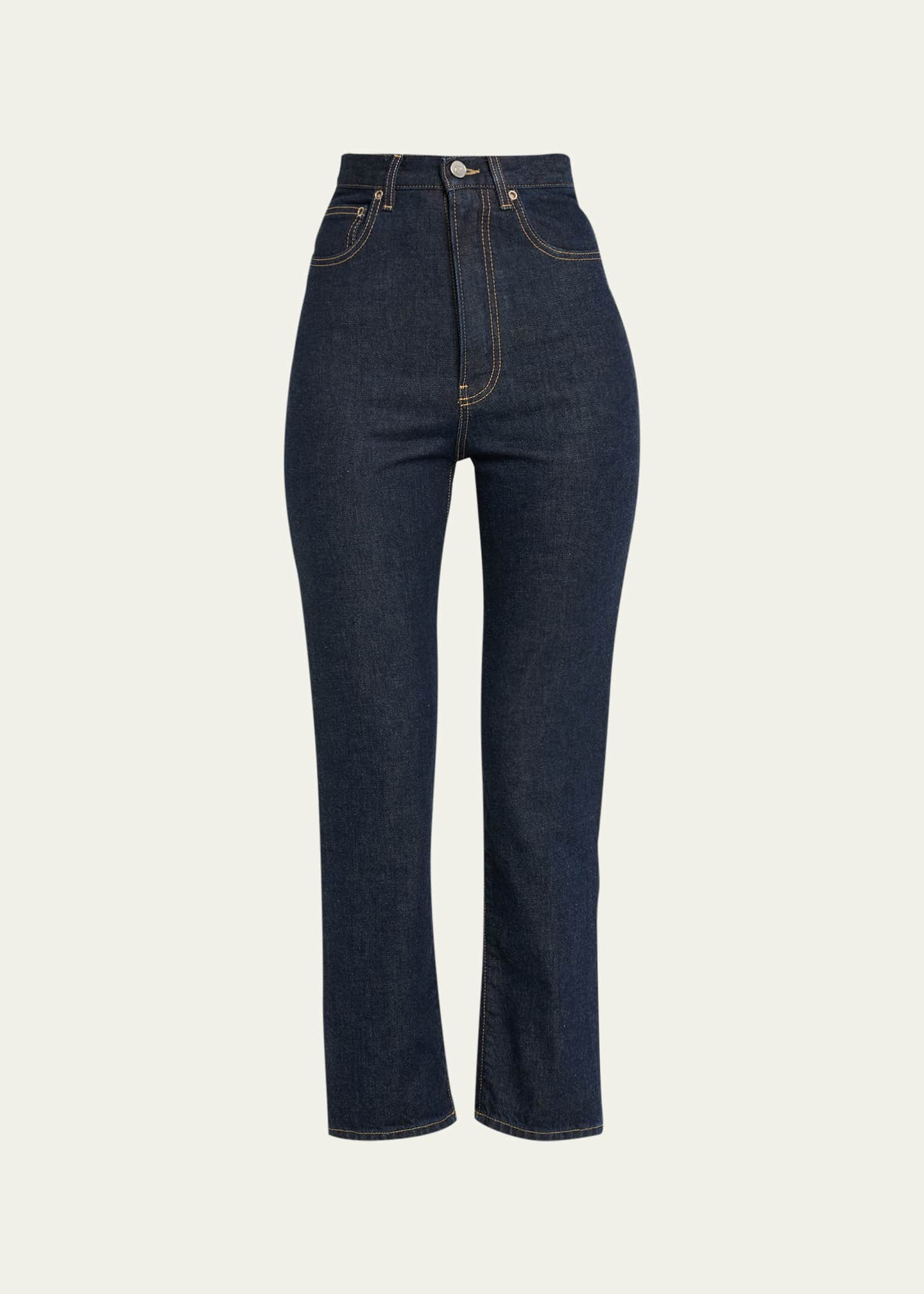 ALAIA High-Waisted Raw Denim Jeans - Bergdorf Goodman