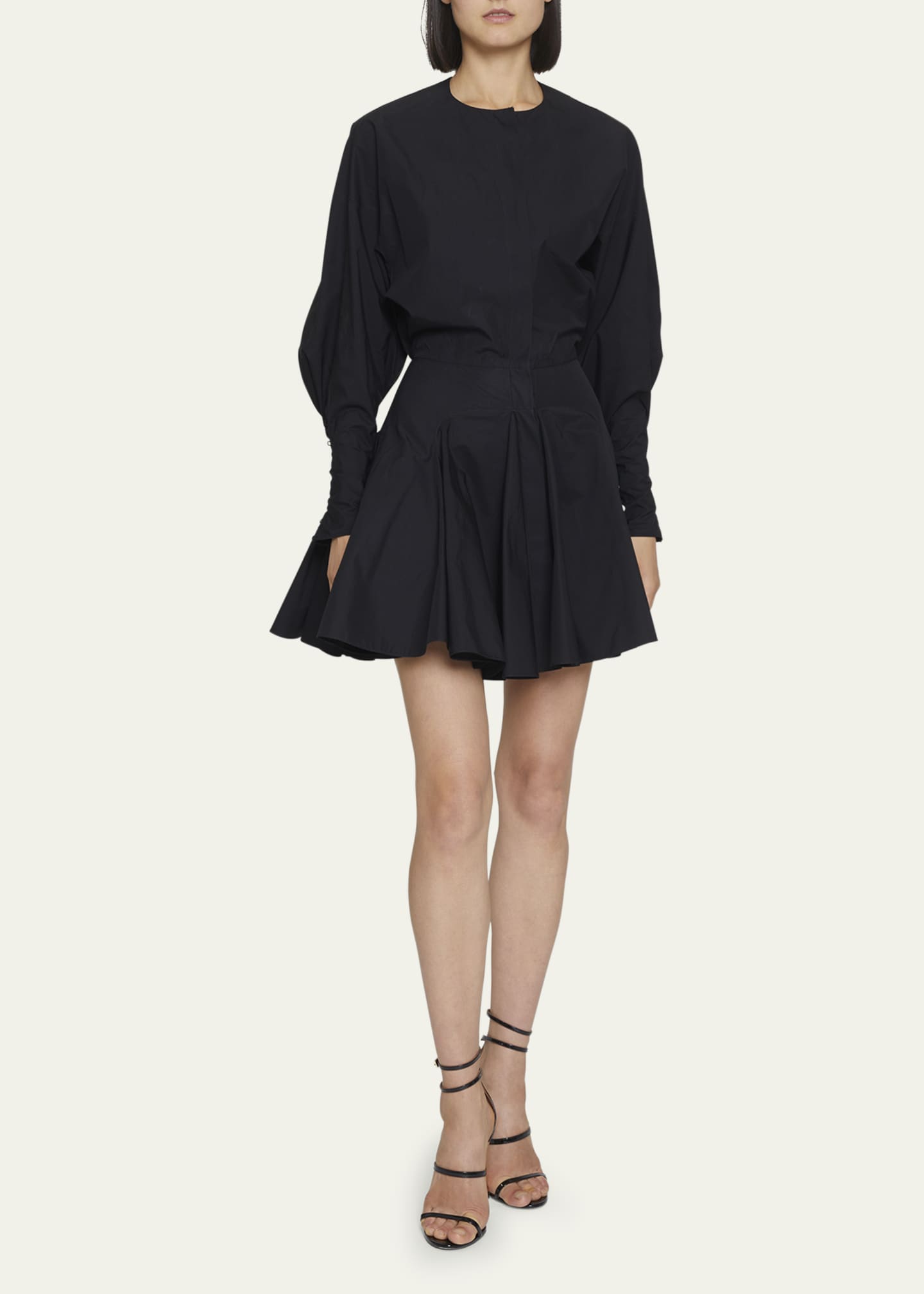 ALAIA Fit-Flare Poplin Mini Shirtdress - Bergdorf Goodman