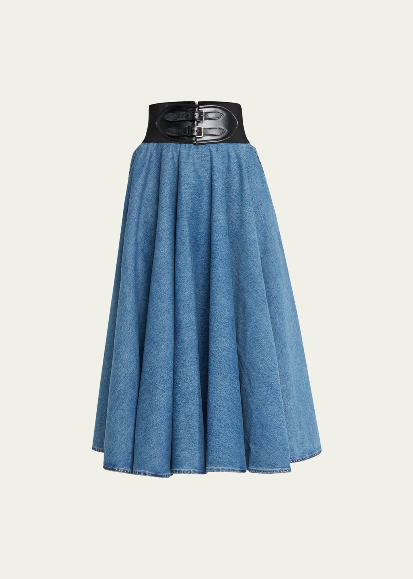 Denim midi hotsell skirt flared
