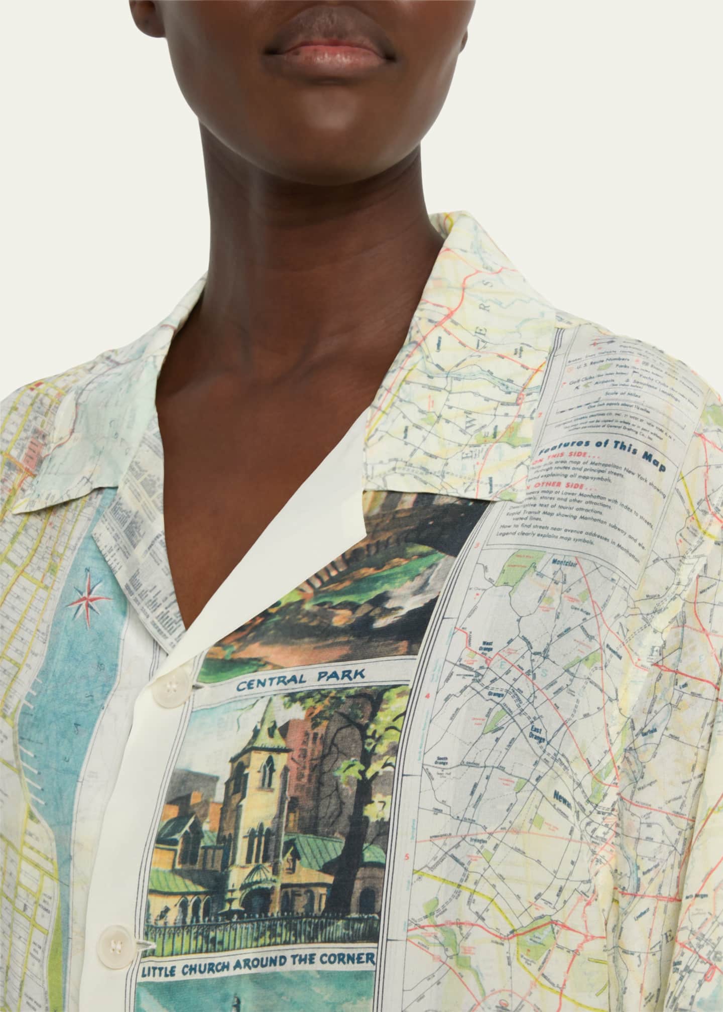 Bode New York City Map Printed Long-Sleeve Shirt - Bergdorf Goodman