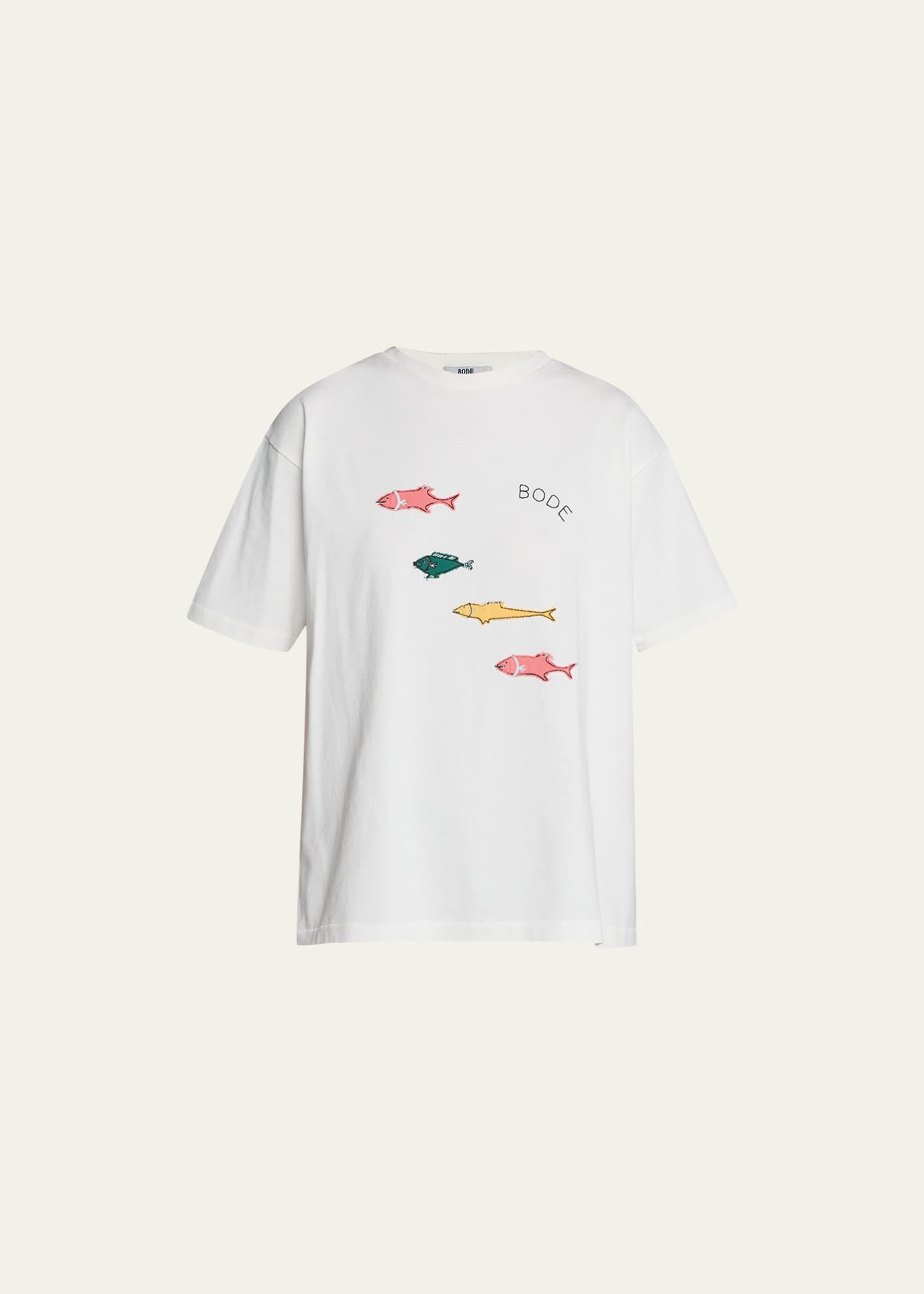 Bode Fish Appliqué Cotton T-Shirt - Bergdorf Goodman