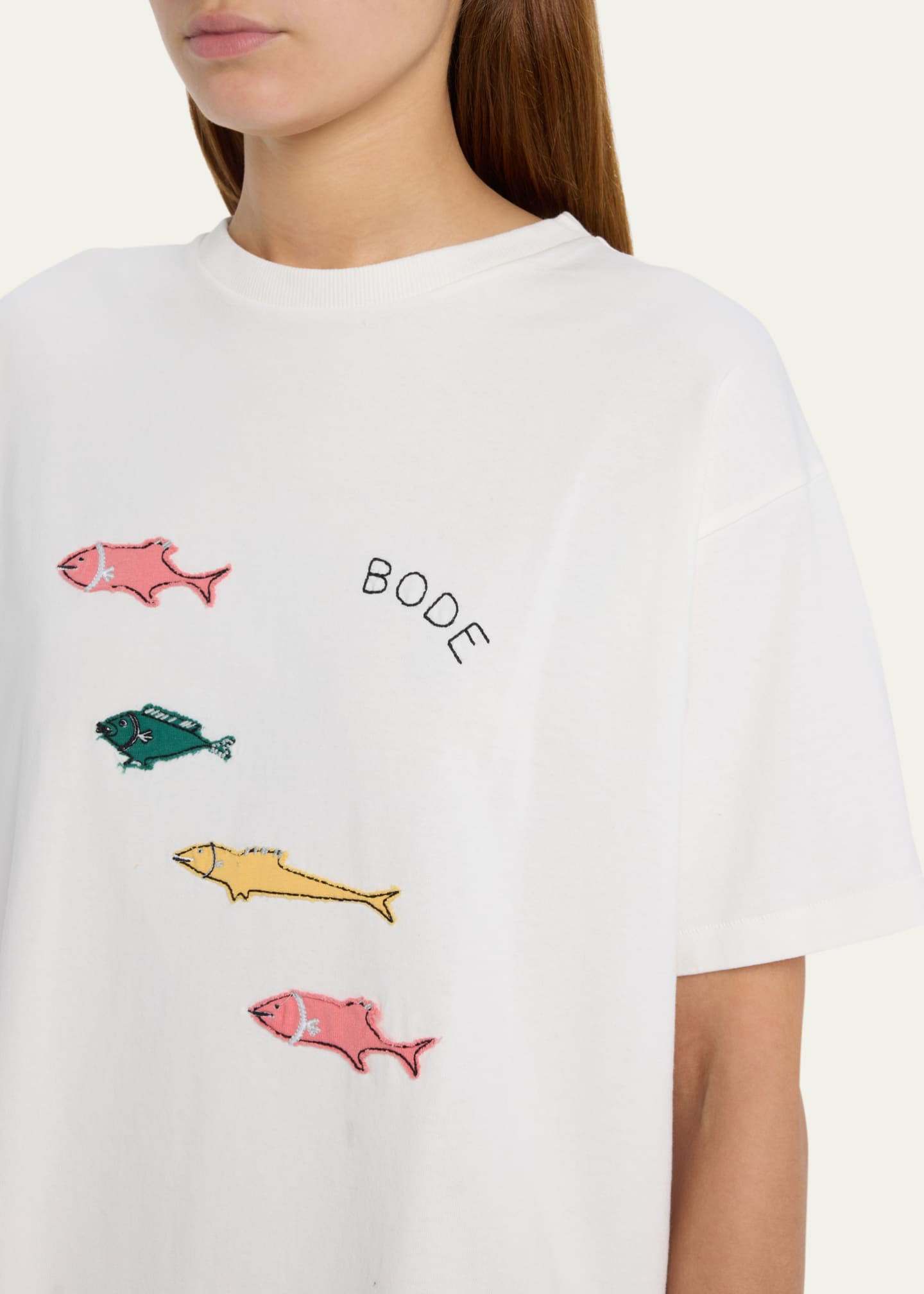 Bode Fish Appliqué Cotton T-Shirt - Bergdorf Goodman