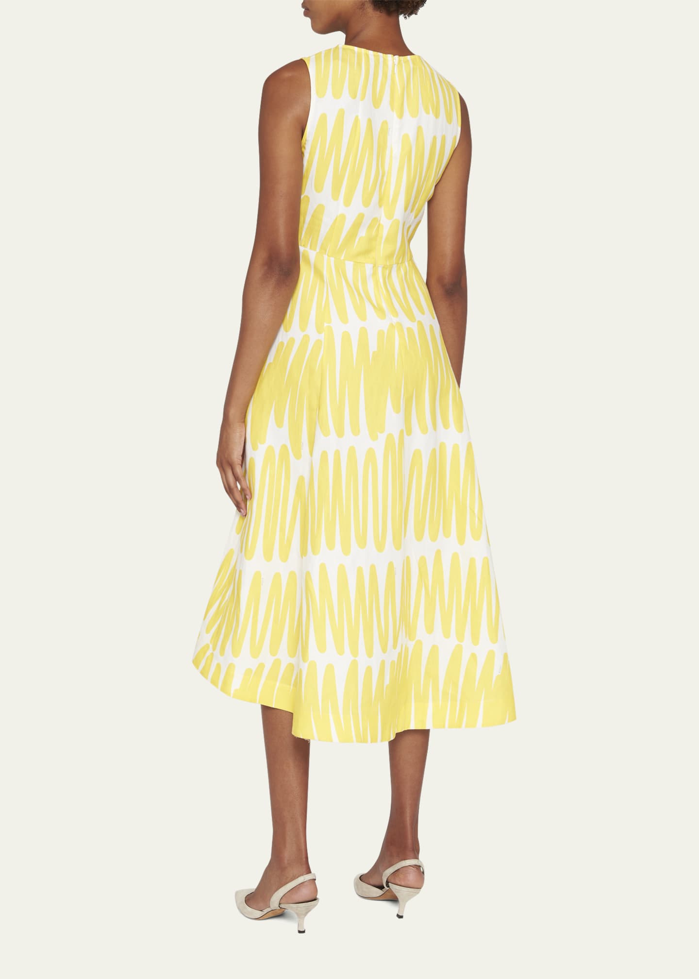 Kiton Abstract Print HighLow Midi Dress Bergdorf Goodman