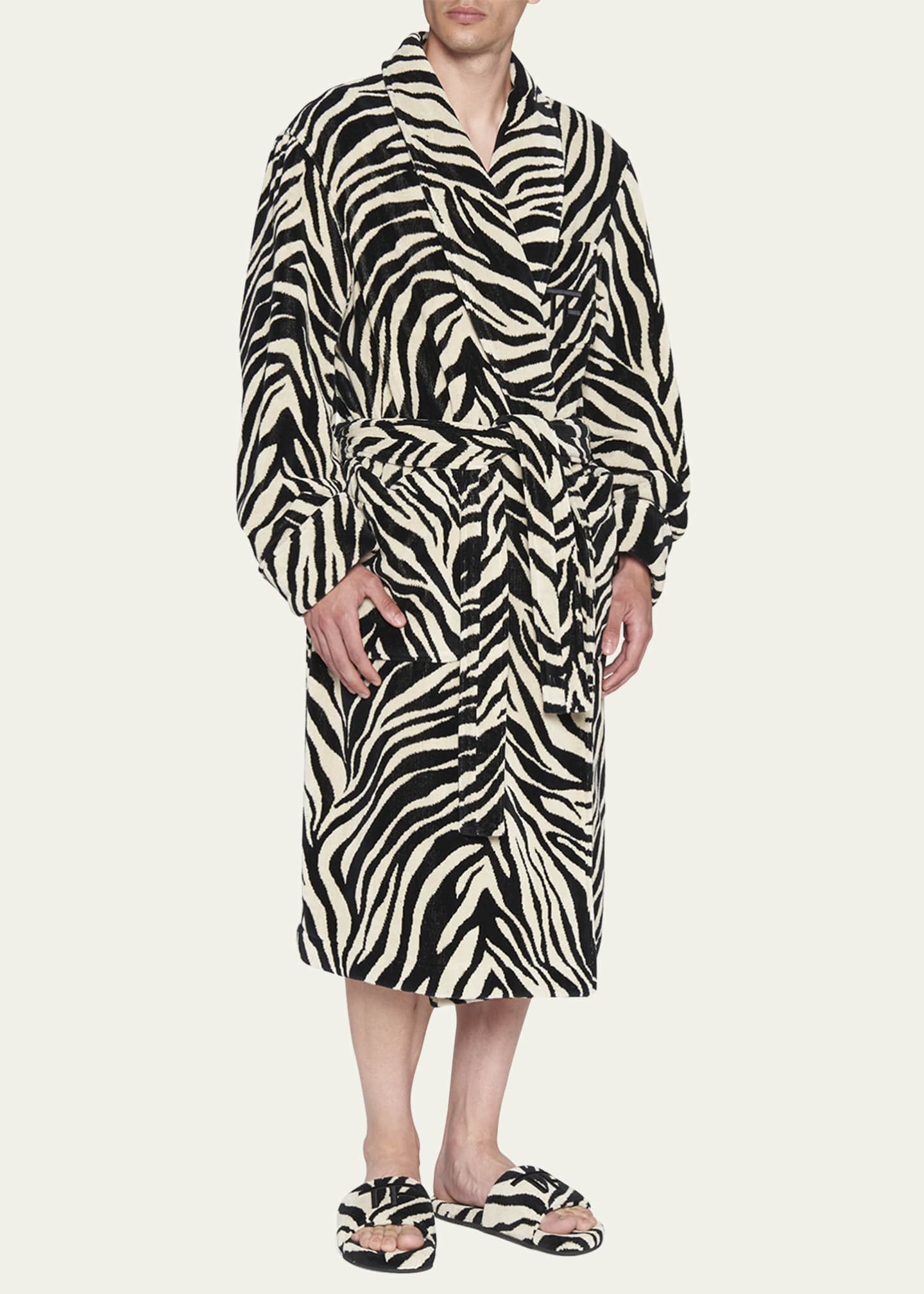 TOM FORD Men's Cotton ZebraPrint Robe Bergdorf Goodman
