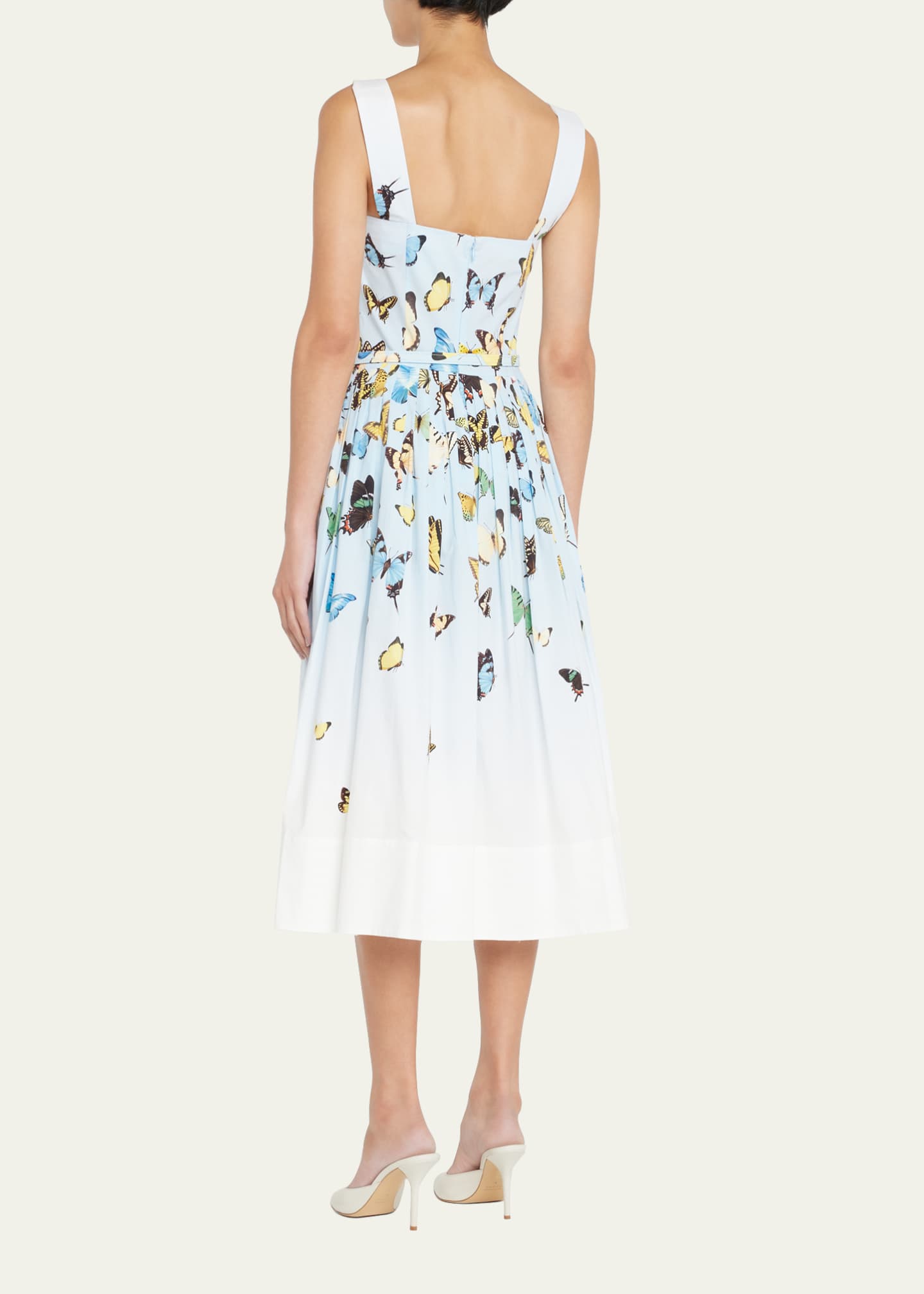 Oscar de la Renta Belted Butterfly Print Midi Dress Bergdorf Goodman