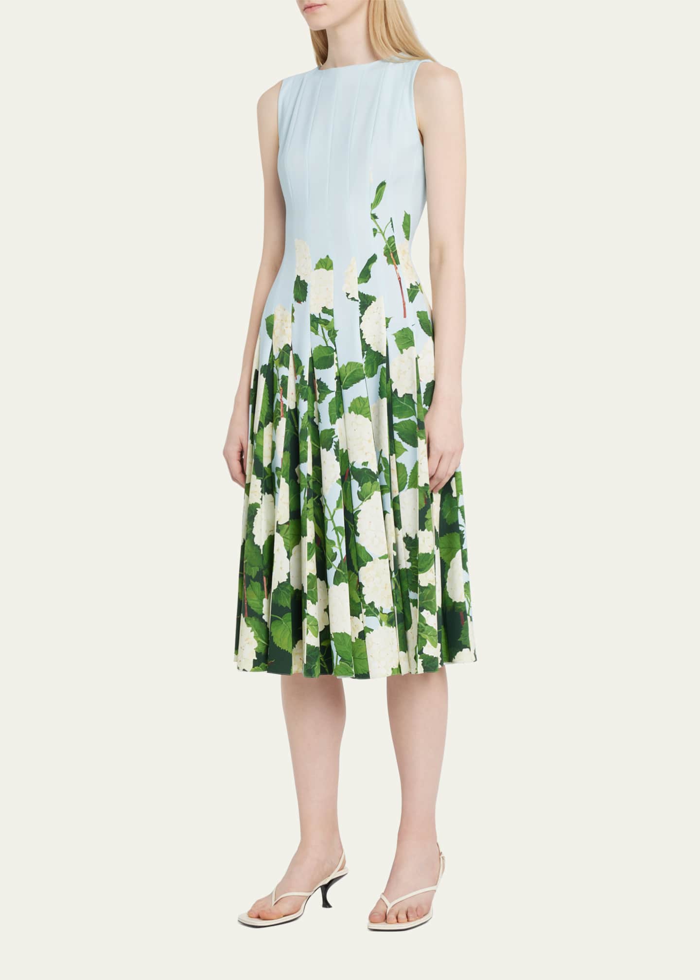 Oscar de la Renta Hydrangea Printed Cady Dress Bergdorf Goodman