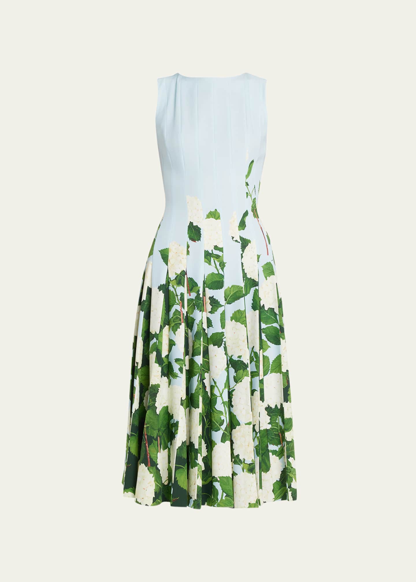 Oscar de la Renta Hydrangea Printed Cady Dress - Bergdorf Goodman