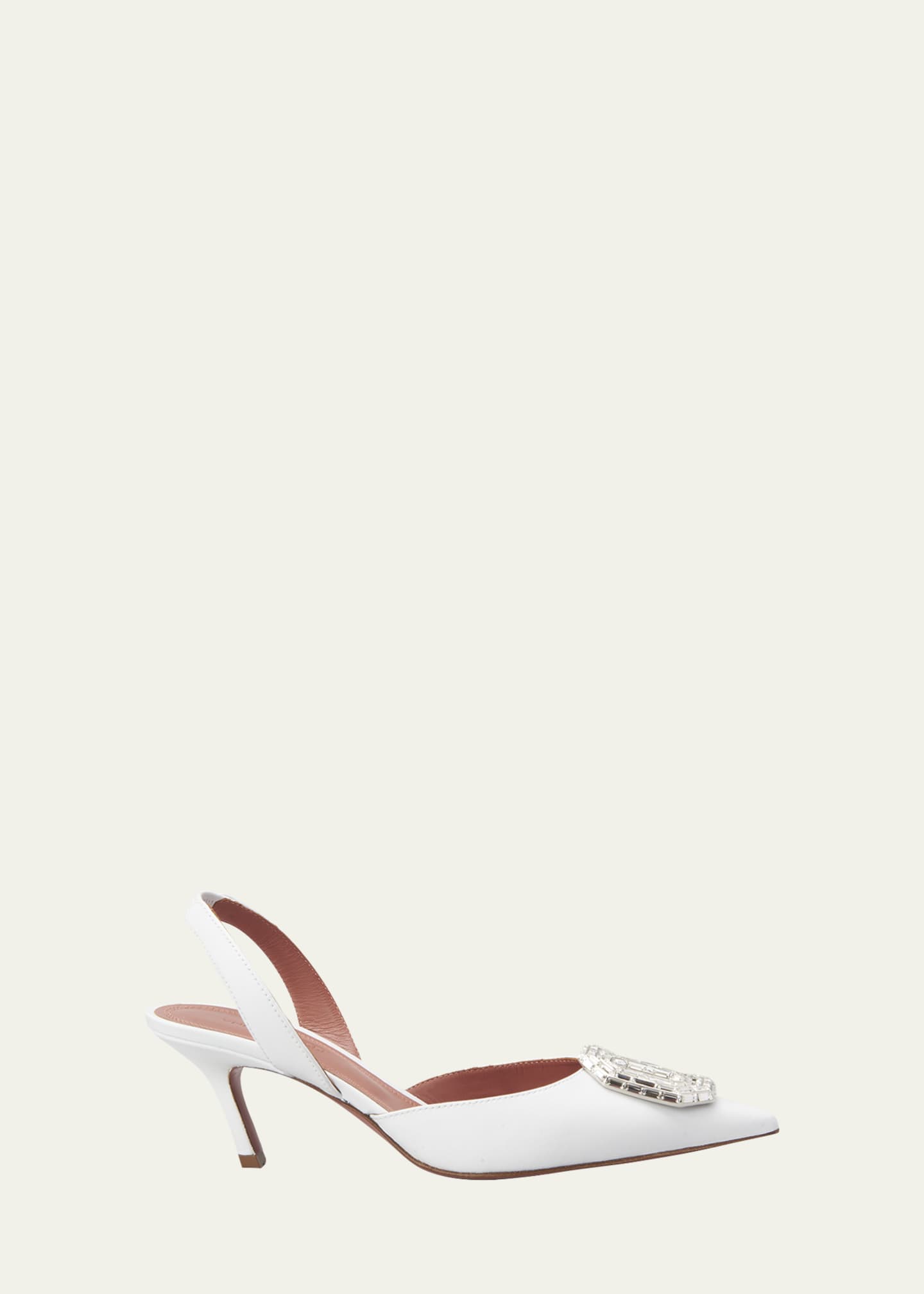 Amina Muaddi Camelia Satin Crystal Halter Pumps Image 1 of 5