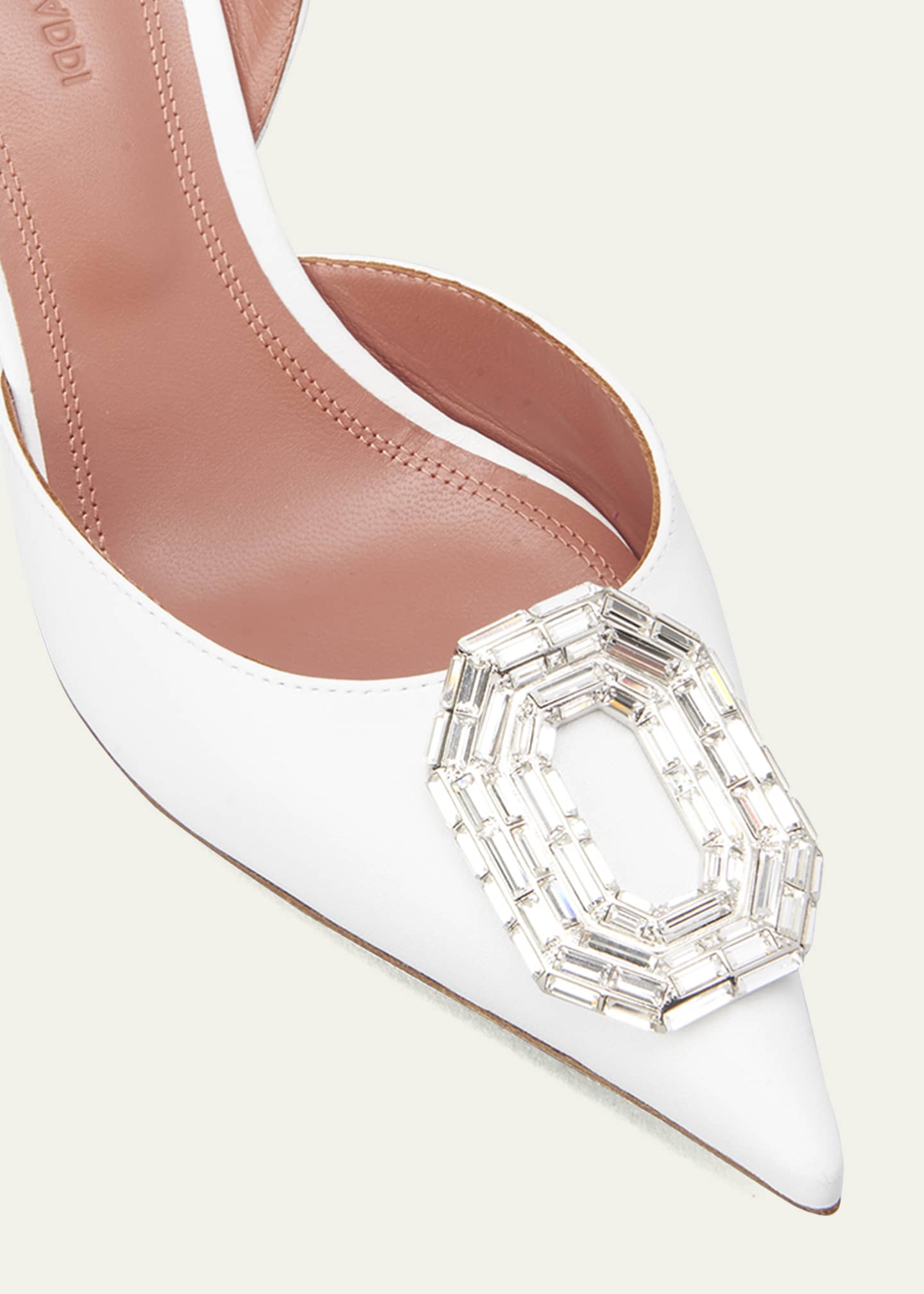 Amina Muaddi Camelia Satin Crystal Halter Pumps Image 5 of 5