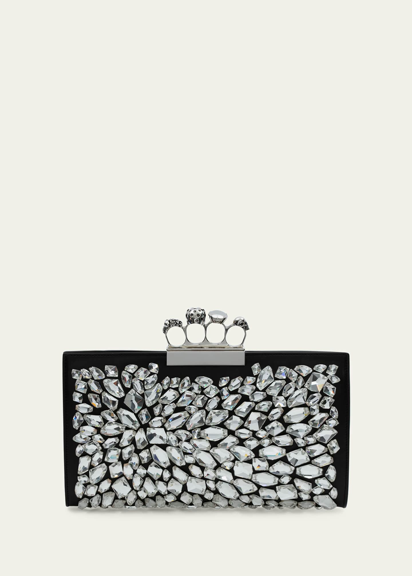 Alexander McQueen Four Ring Crystal Flat Pouch Clutch Bag