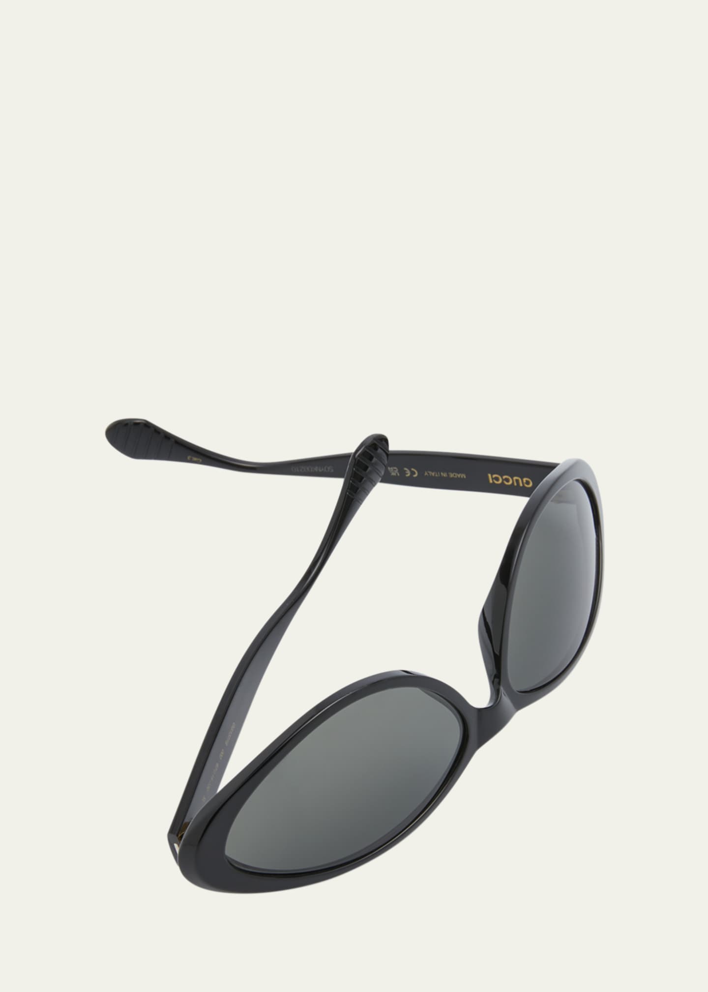 Gucci Monochrome Oval Acetate Sunglasses Image 5 of 5