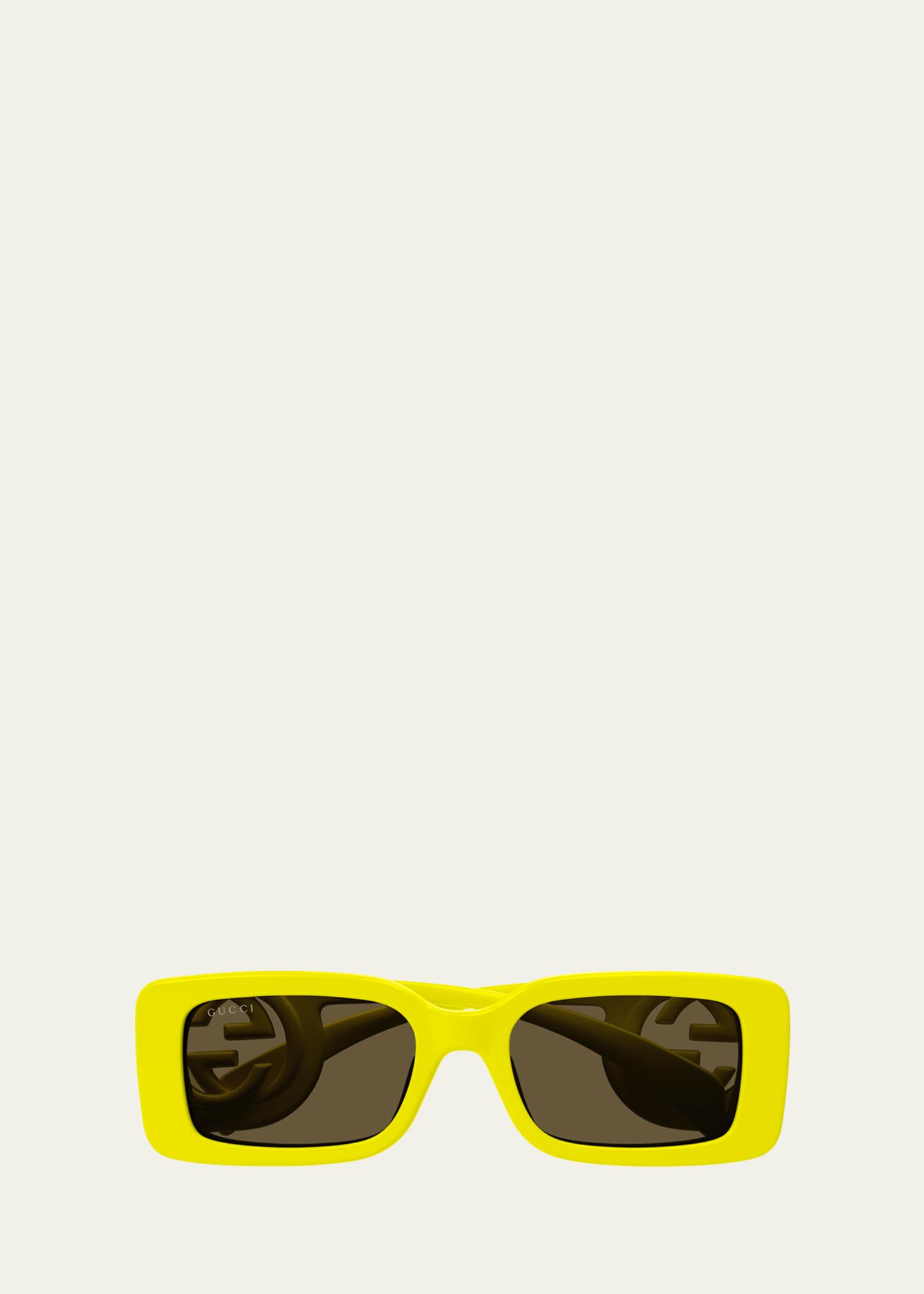 Gucci Monochrome GG Rectangle Acetate Sunglasses - Bergdorf Goodman