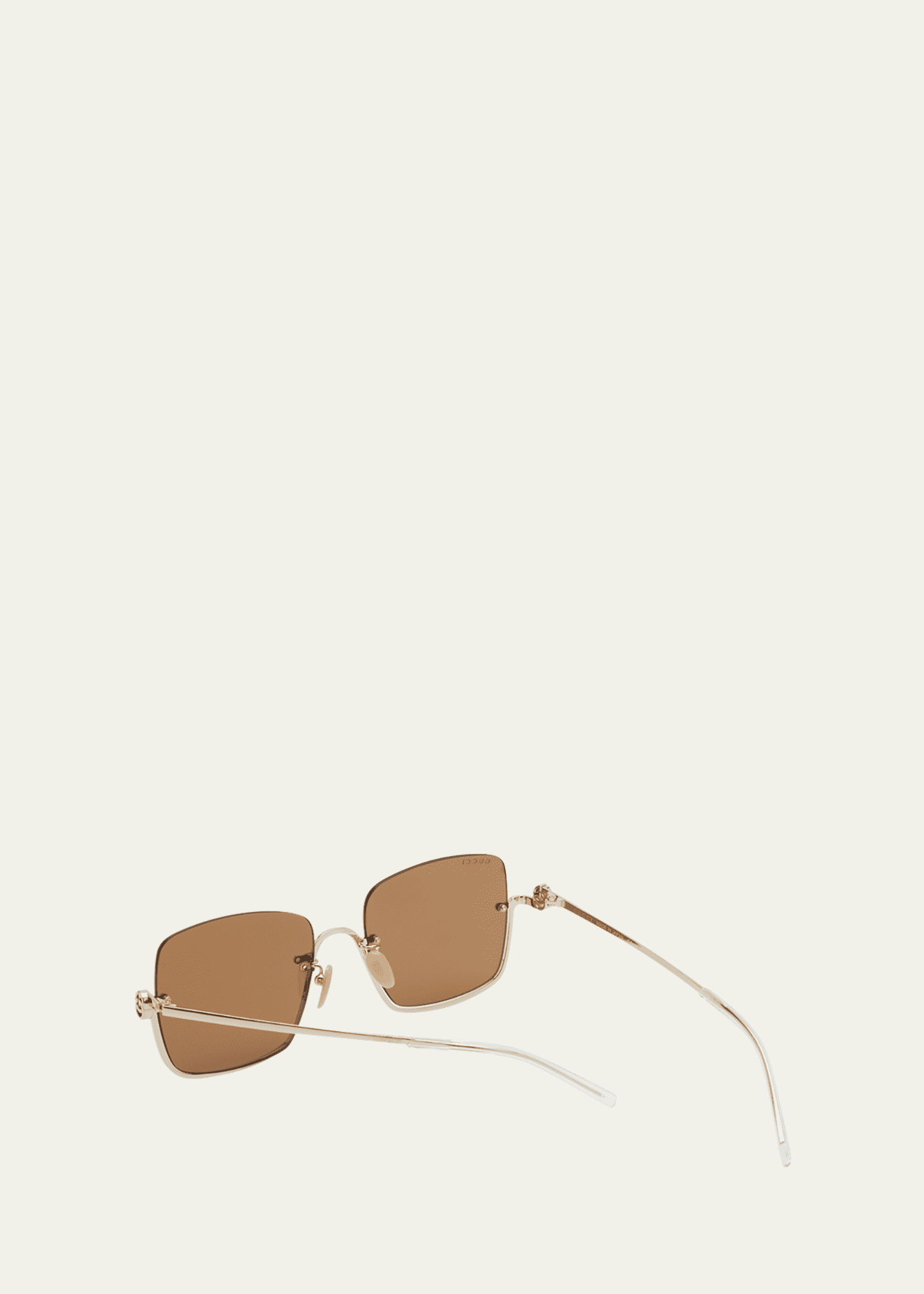Gucci Semi Rimmed Metal Acetate Square Sunglasses