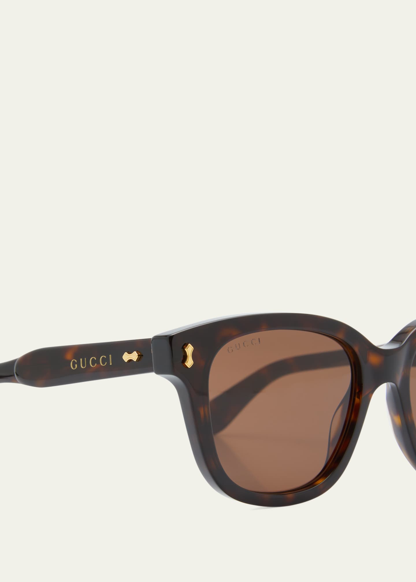 Gucci Men's Temple-Logo Rectangle Sunglasses Shiny Black
