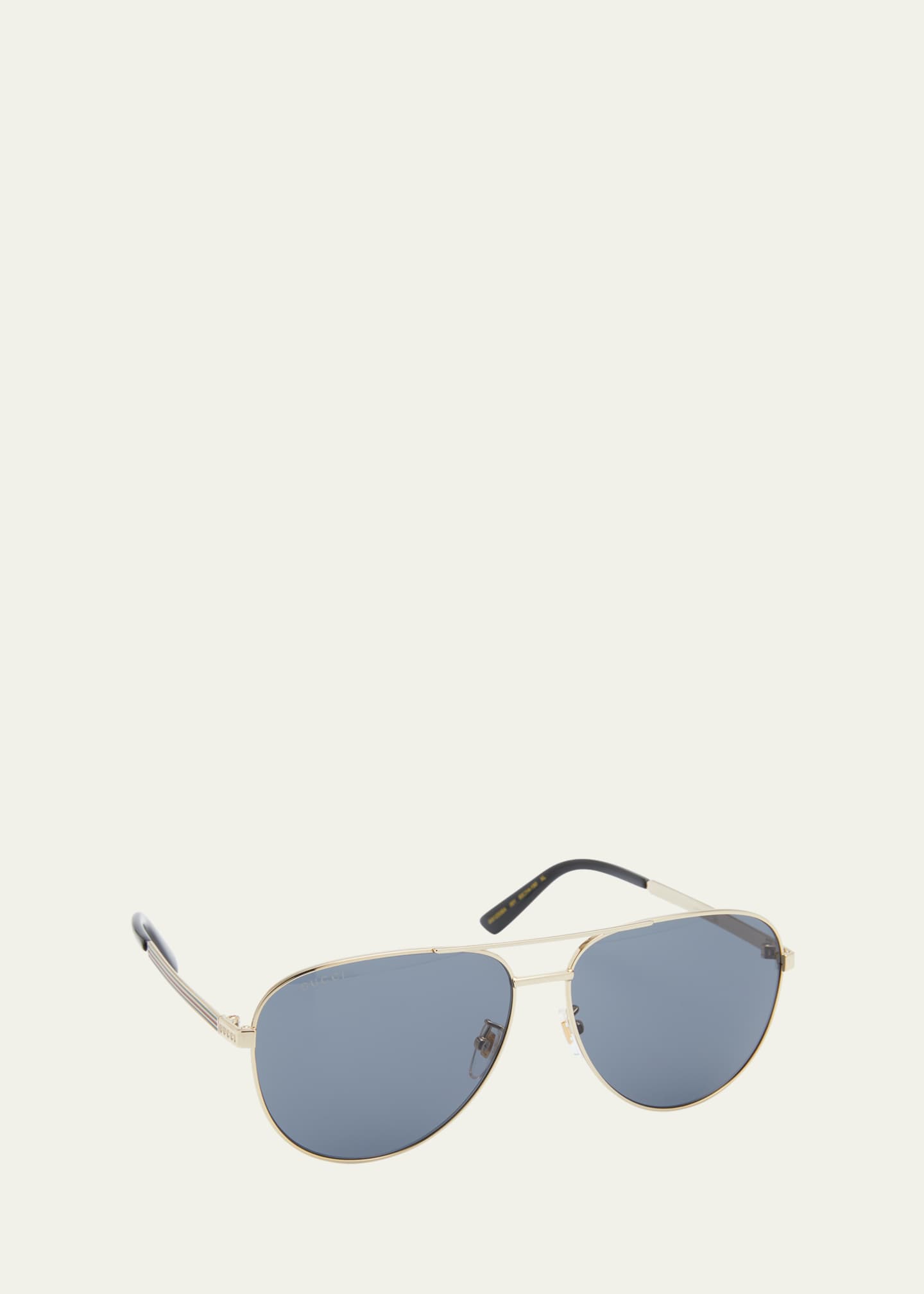 Gucci Men's Striped Logo Metal Aviator Sunglasses - Bergdorf Goodman