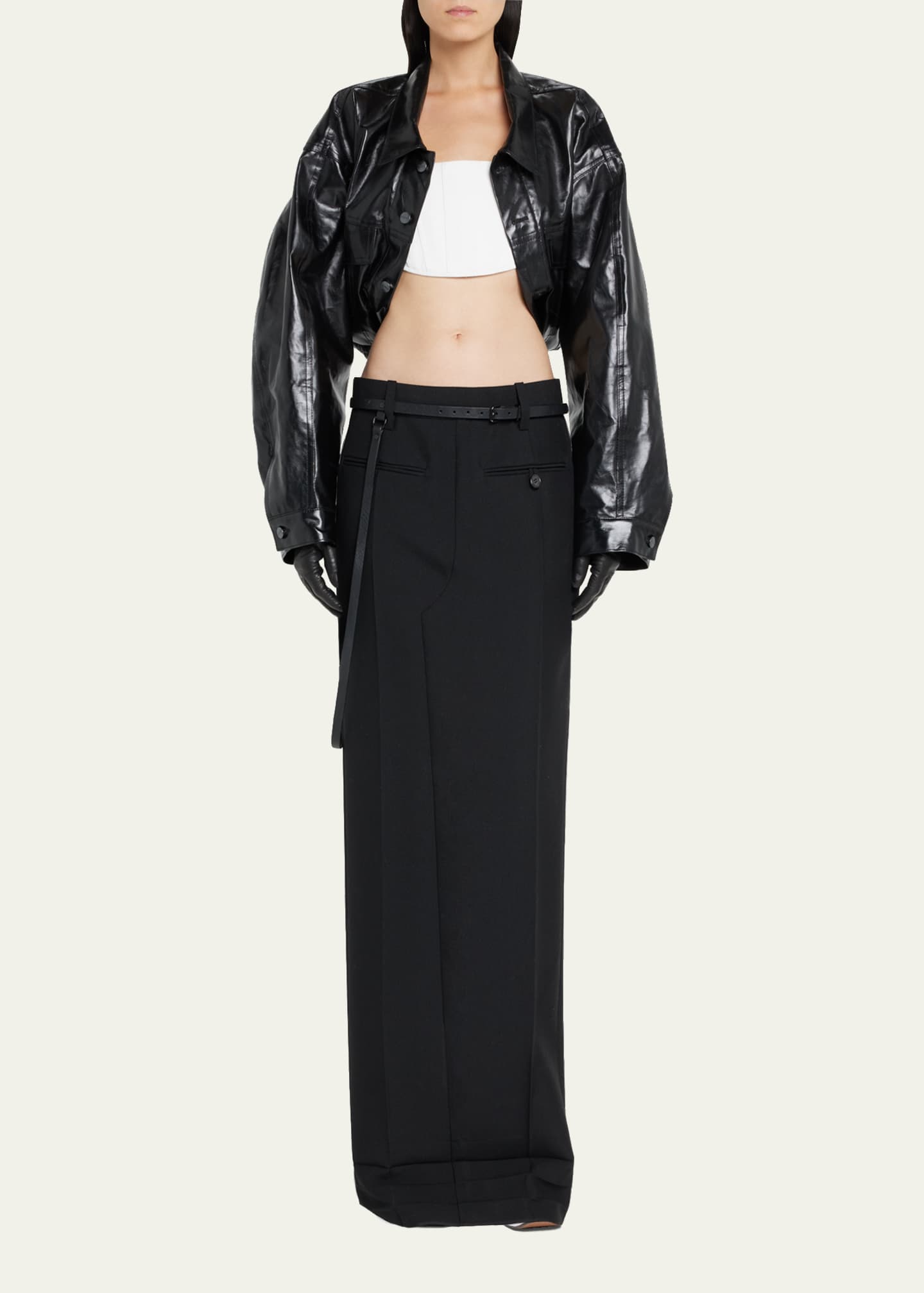 Marc Jacobs Long Trouser Skirt with Skinny Leather Belt Image 2 of 5