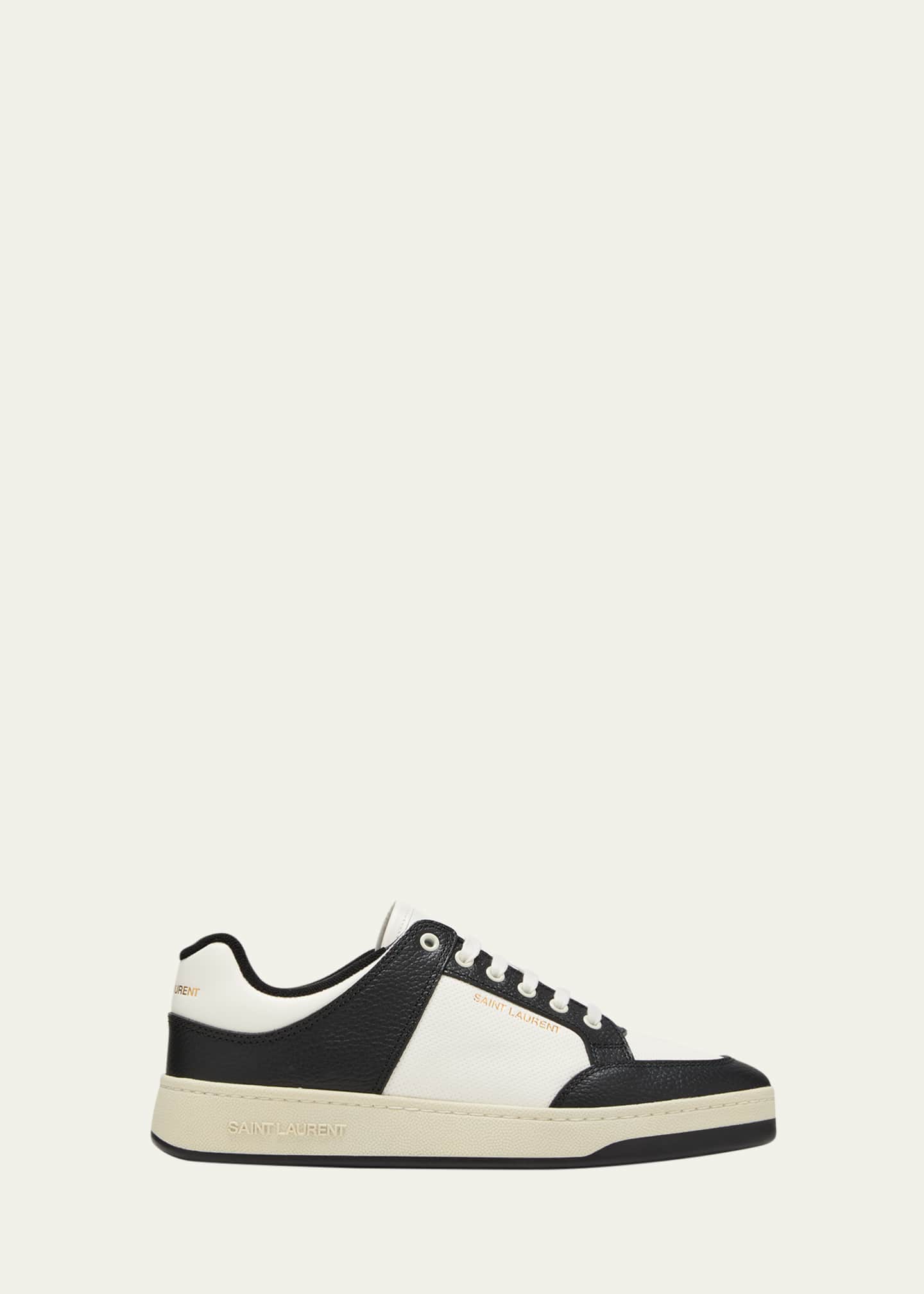 Saint Laurent Men's SL/61 Leather Contrast-Trim Sneakers Image 1 of 3