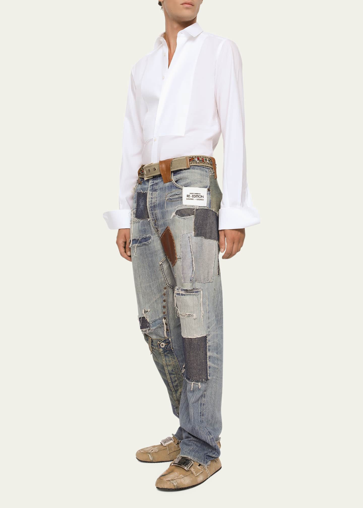 Dolce&Gabbana Men's Patchwork Denim Jeans Bergdorf Goodman