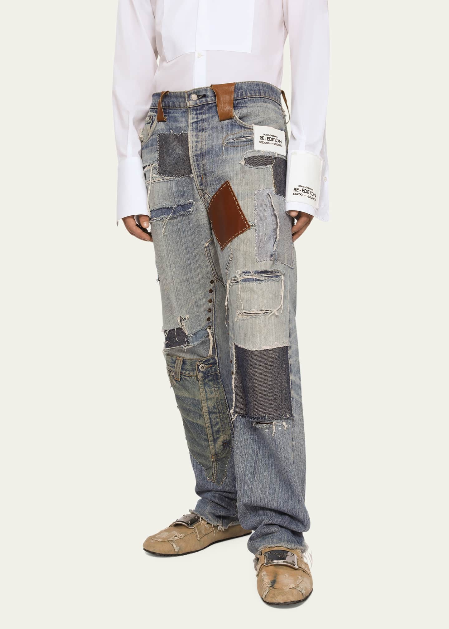 Dolce&Gabbana Men's Patchwork Denim Jeans Bergdorf Goodman