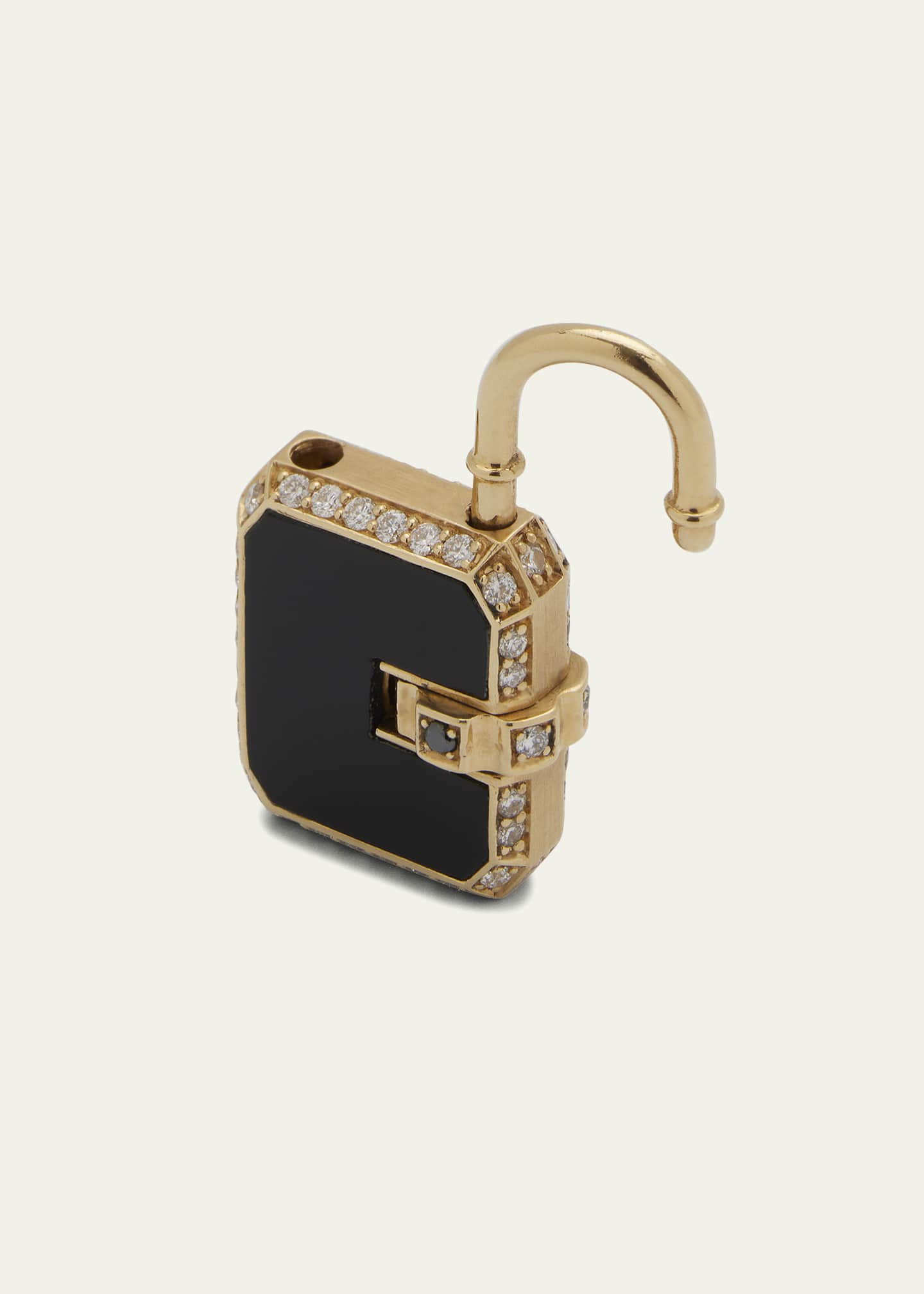 James Banks Mini Padlock Pendant with Black Onyx, Diamonds and 18K Yellow Gold, Women's, Necklaces Pendant Necklaces