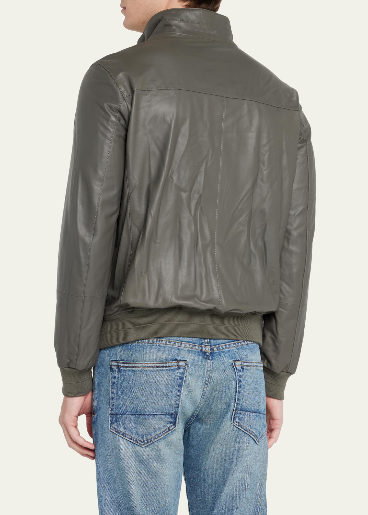 Veste En Cuir MANDELI – Taille 52 EU – Marron – Style Bomber – Occasion Très Bon état