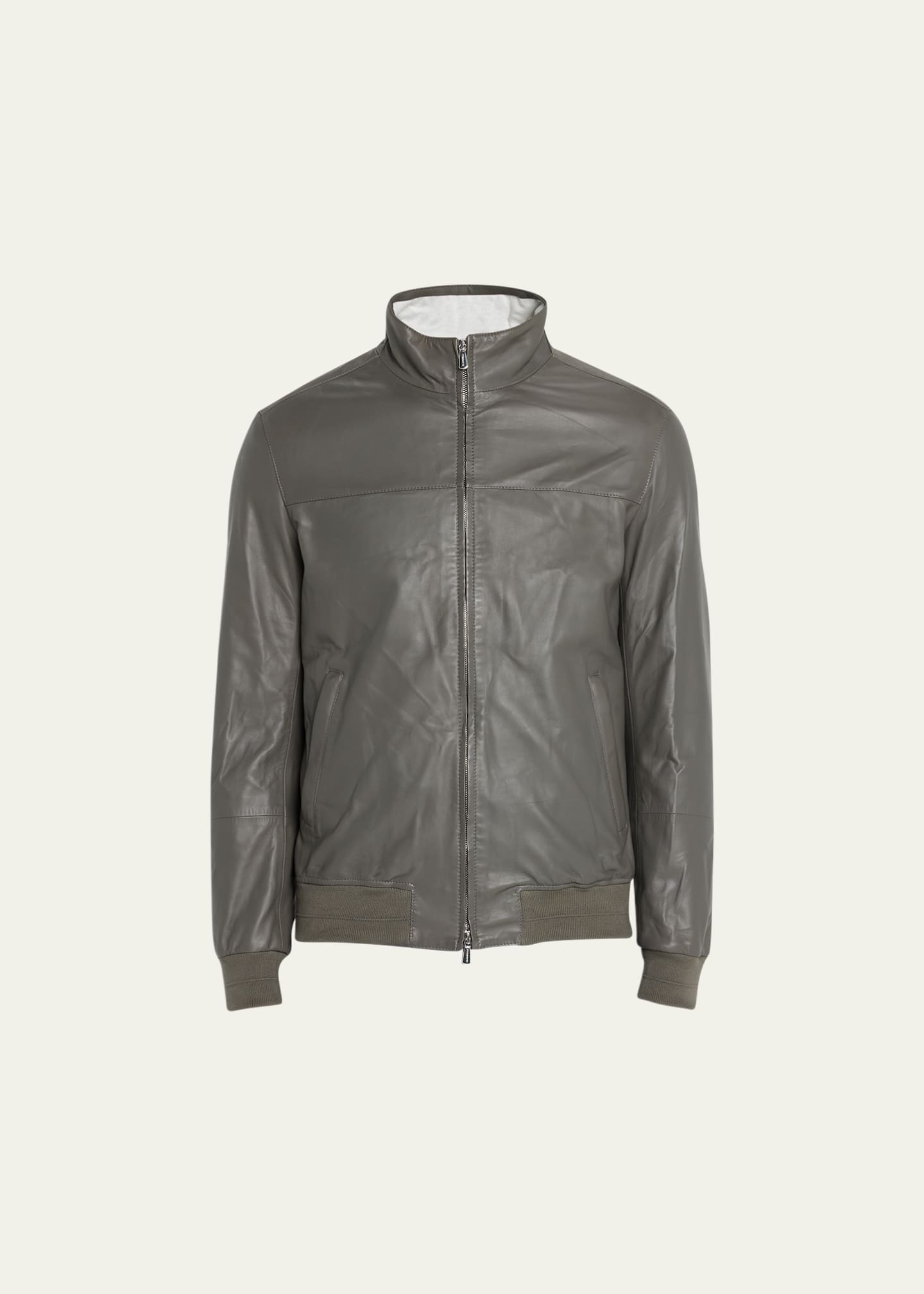 Mandelli Men's Leather Full-Zip Bomber Jacket - Bergdorf Goodman