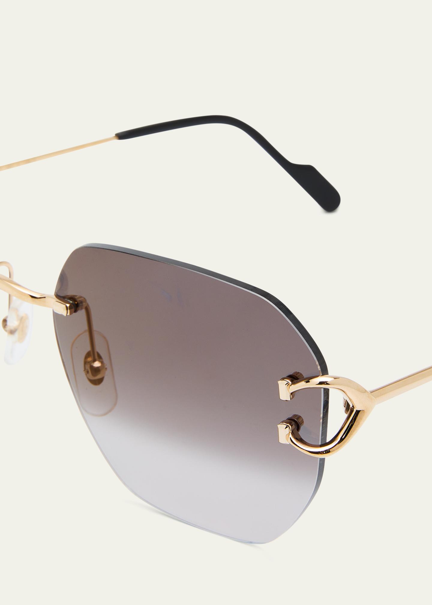Cartier Rimless Square Metal Sunglasses - Bergdorf Goodman