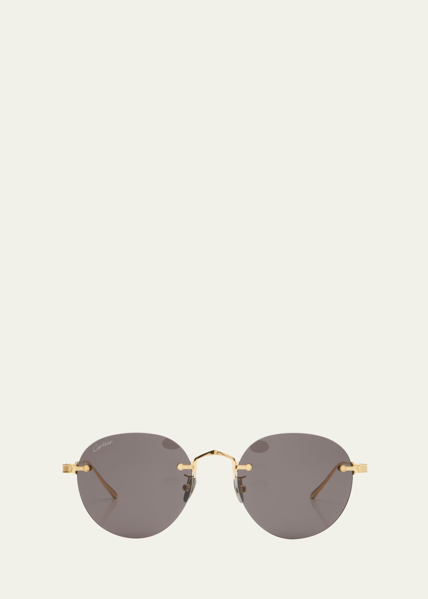 Cartier Men's Round Rimless Metal Sunglasses Image 1 of 5
