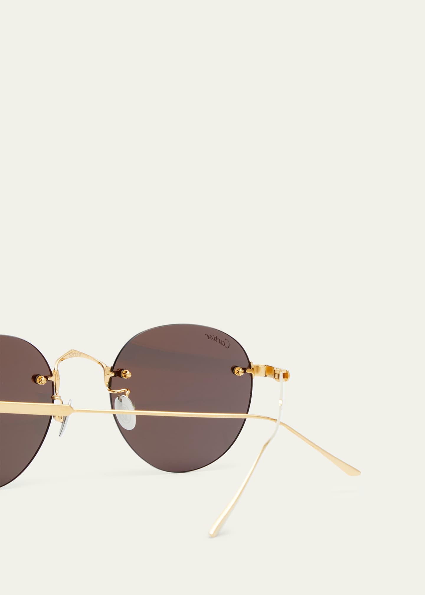 Cartier Men's Round Rimless Metal Sunglasses Image 5 of 5