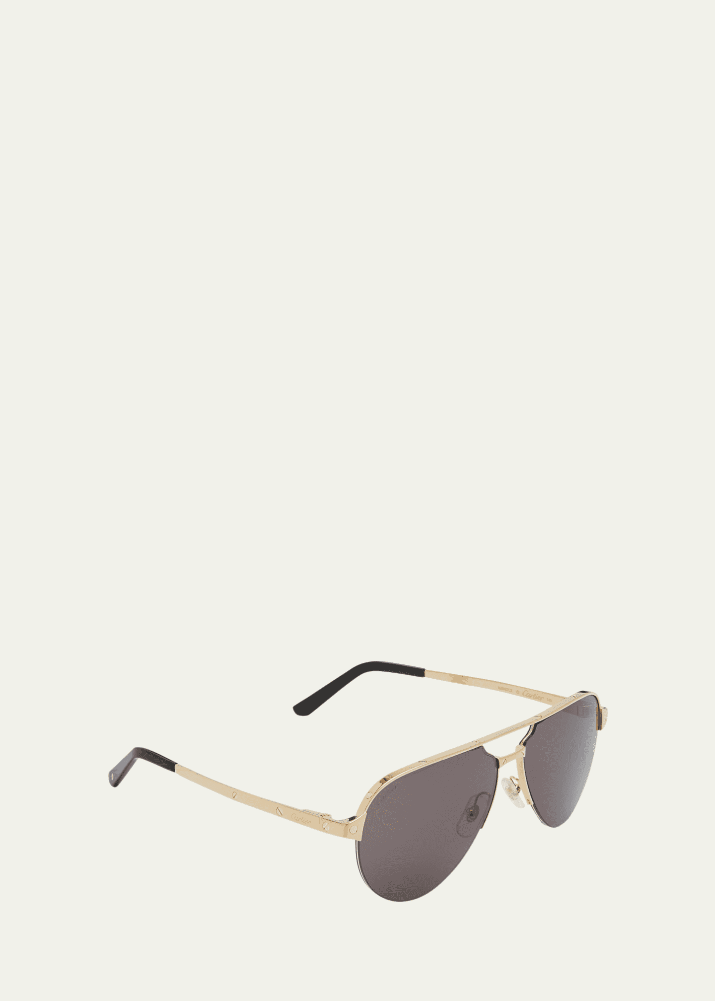 Cartier Men's Half-Rim Metal Aviator Sunglasses with Logo Image 2 of 5