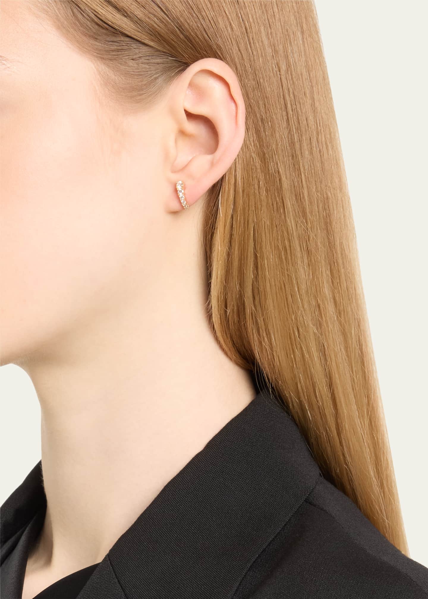 Lana Flawless Graduating Diamond Curved Huggie Earrings Image 2 of 4
