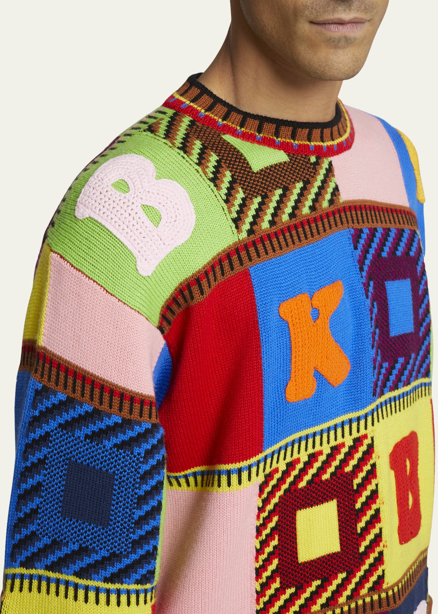 Kenzo Men's Multicolor Patchwork Squares Sweater - Bergdorf Goodman