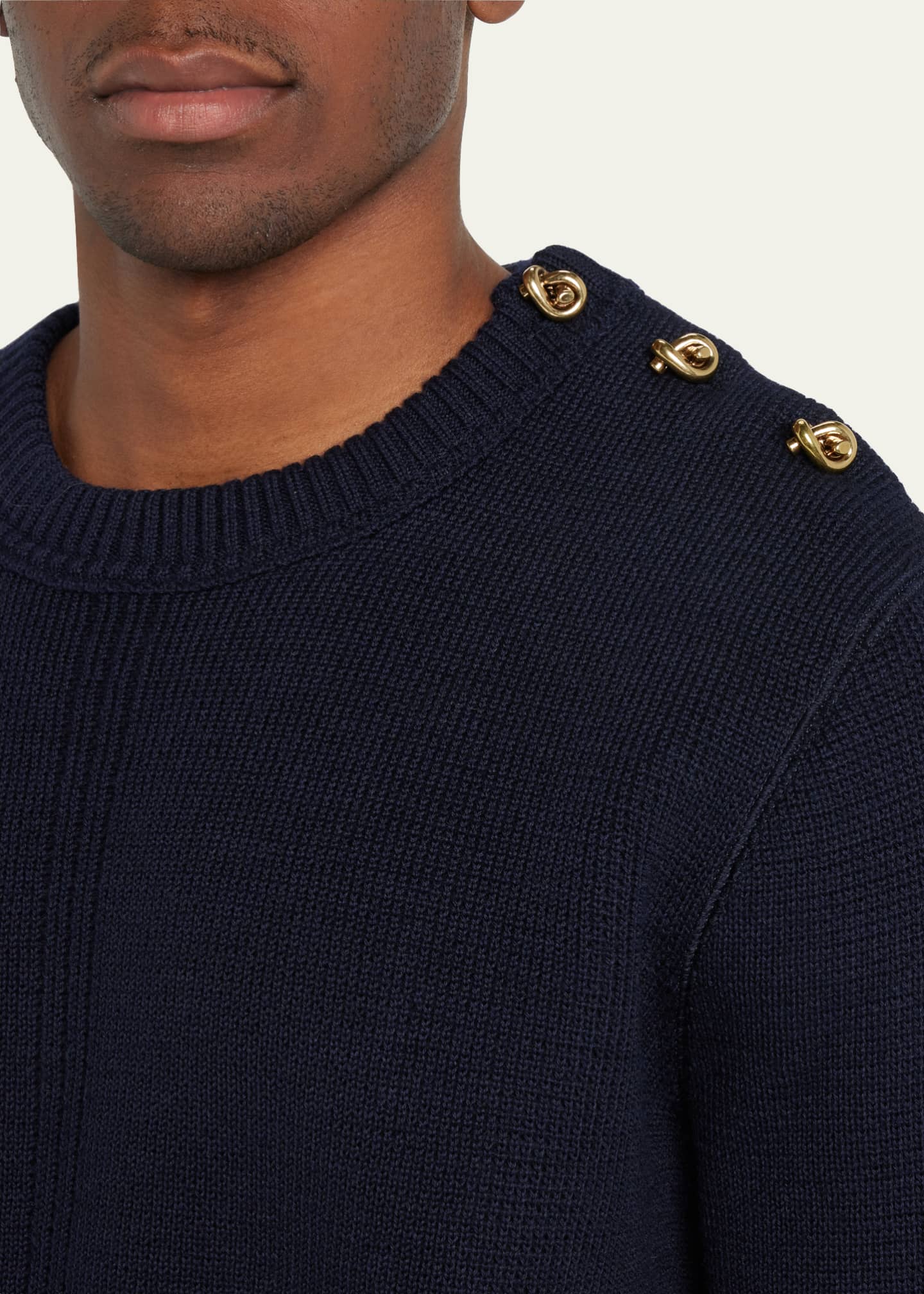 Shoulder button sweater mens clearance