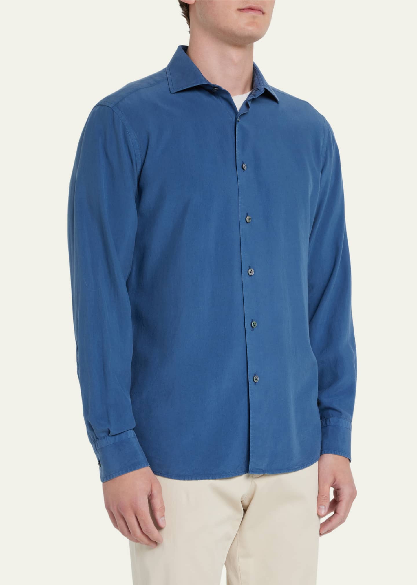 ZEGNA Men's Washed Silk Sport Shirt Bergdorf Goodman