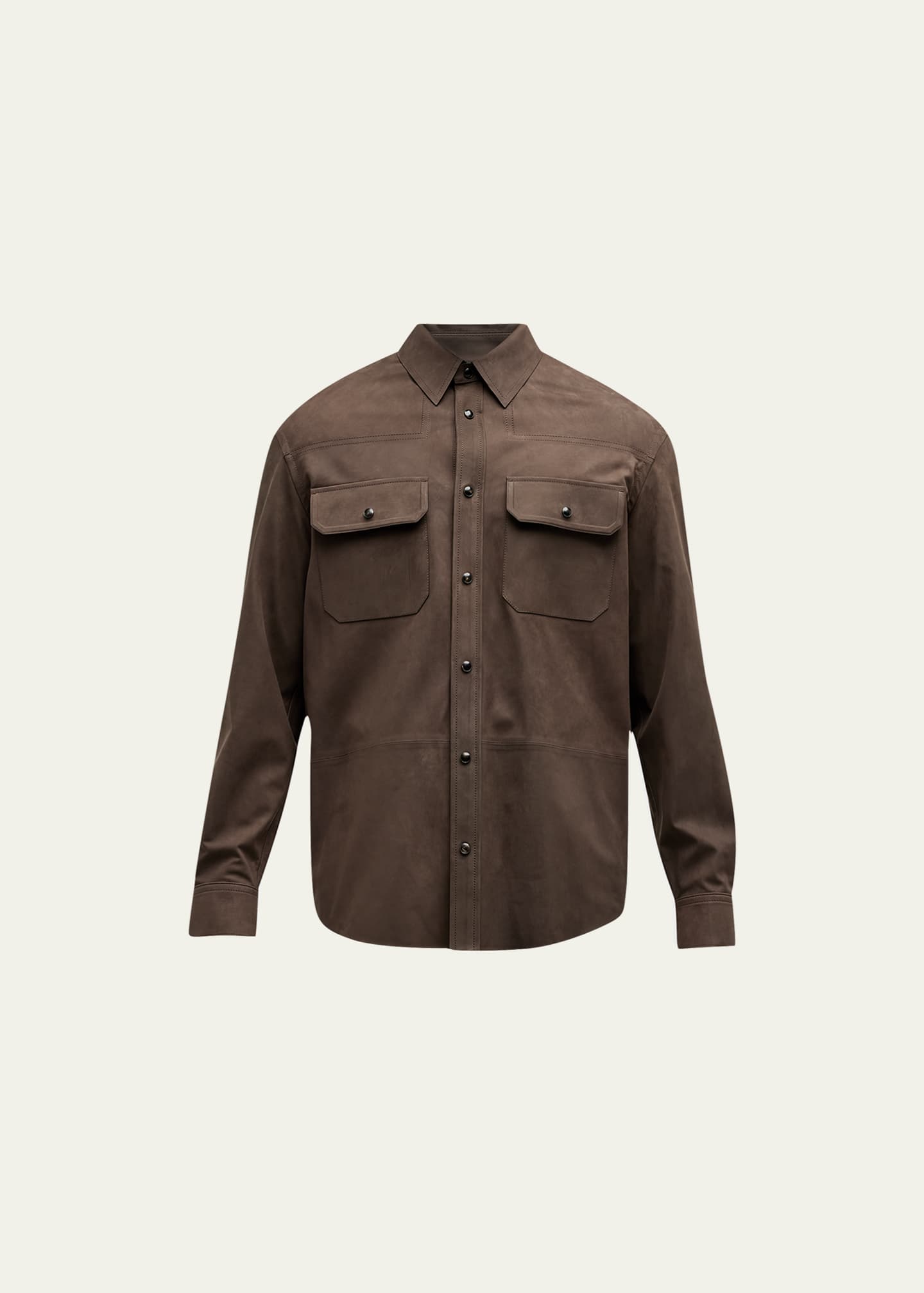 ZEGNA Men's Nubuck Leather Overshirt - Bergdorf Goodman