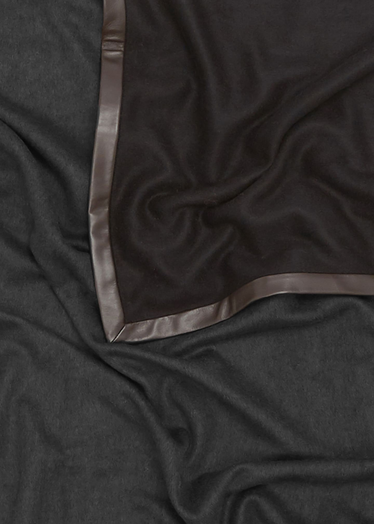 Alonpi Salon Leather Trimmed Cashmere Throw Blanket Image 3 of 3