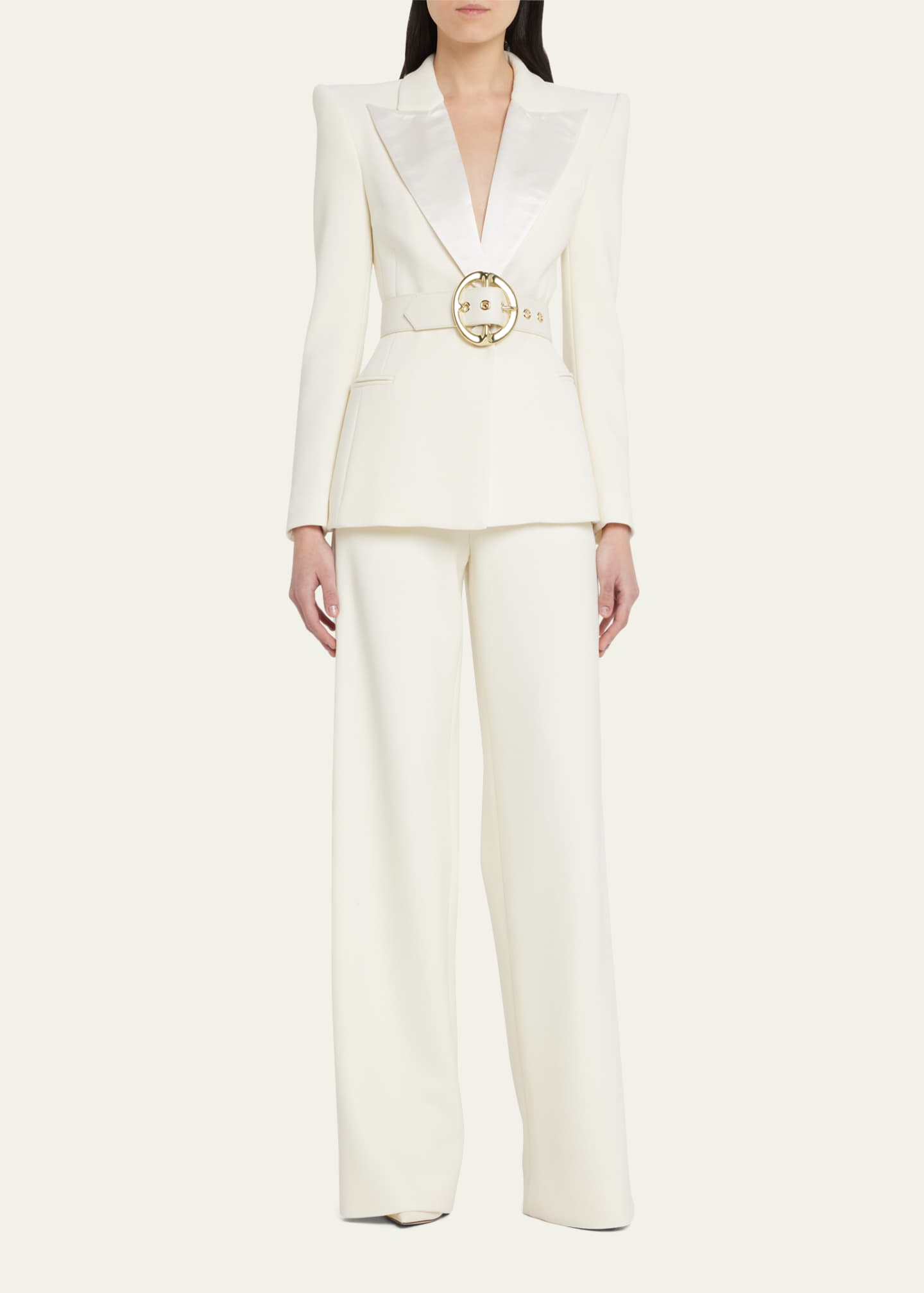 Ladies tuxedo shop trousers satin stripe