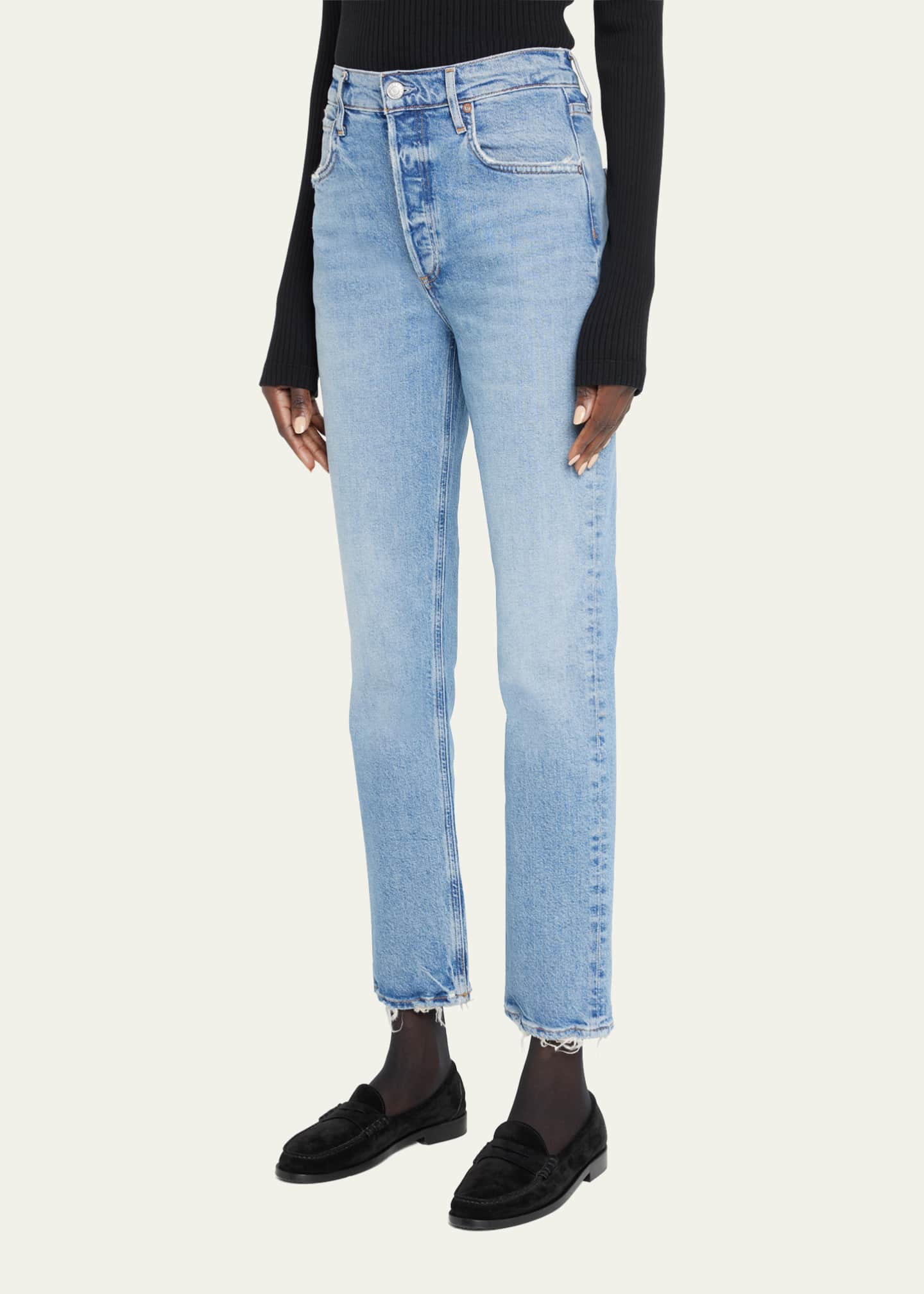 AGOLDE Riley High Rise Slim Straight Jeans - Bergdorf Goodman